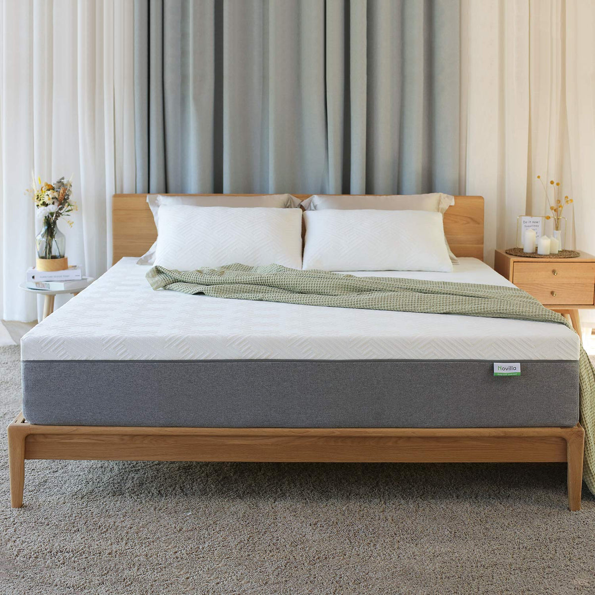 Novilla King Size Mattress, 12 Inch Gel Memory Foam King Mattress For Cool Night & Pressure Relief, Medium Plush Feel With Motio
