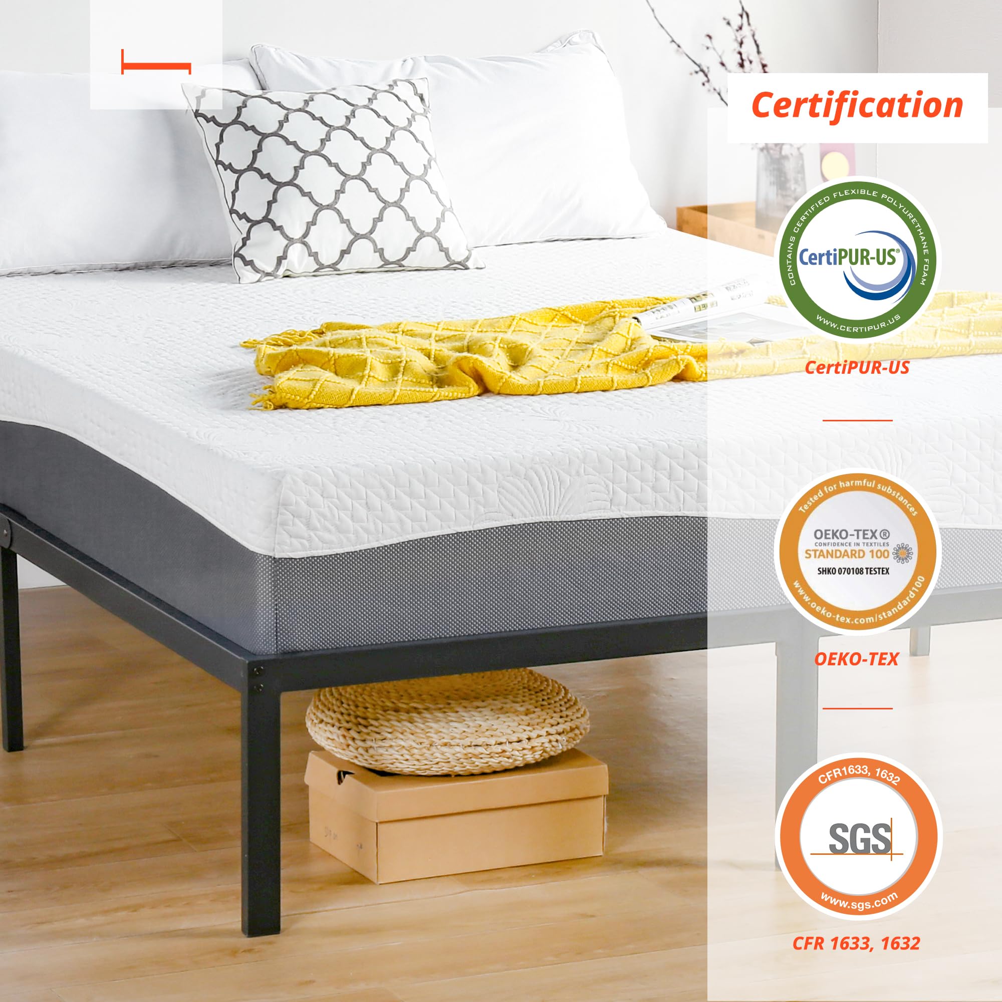 PrimaSleep 10 Inch Wave Gel Infused Memory Foam Mattress Gray (Twin)