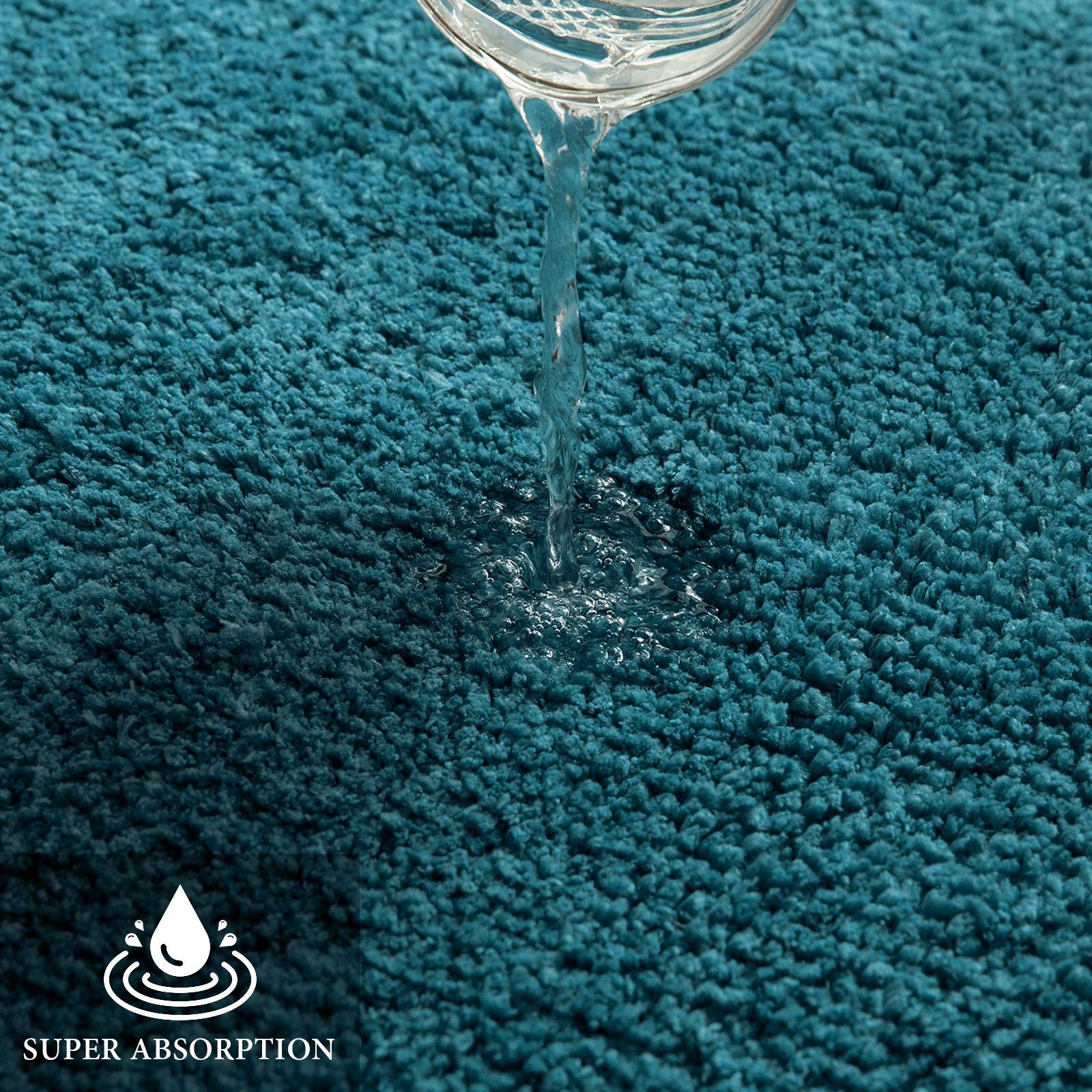 Miulee Teal Bathroom Rugs Set 2 Piece, Non Slip Bath Mat With Absorbent Microfiber, Ultra Soft Thick Rugs For Bathroom Floor Tub