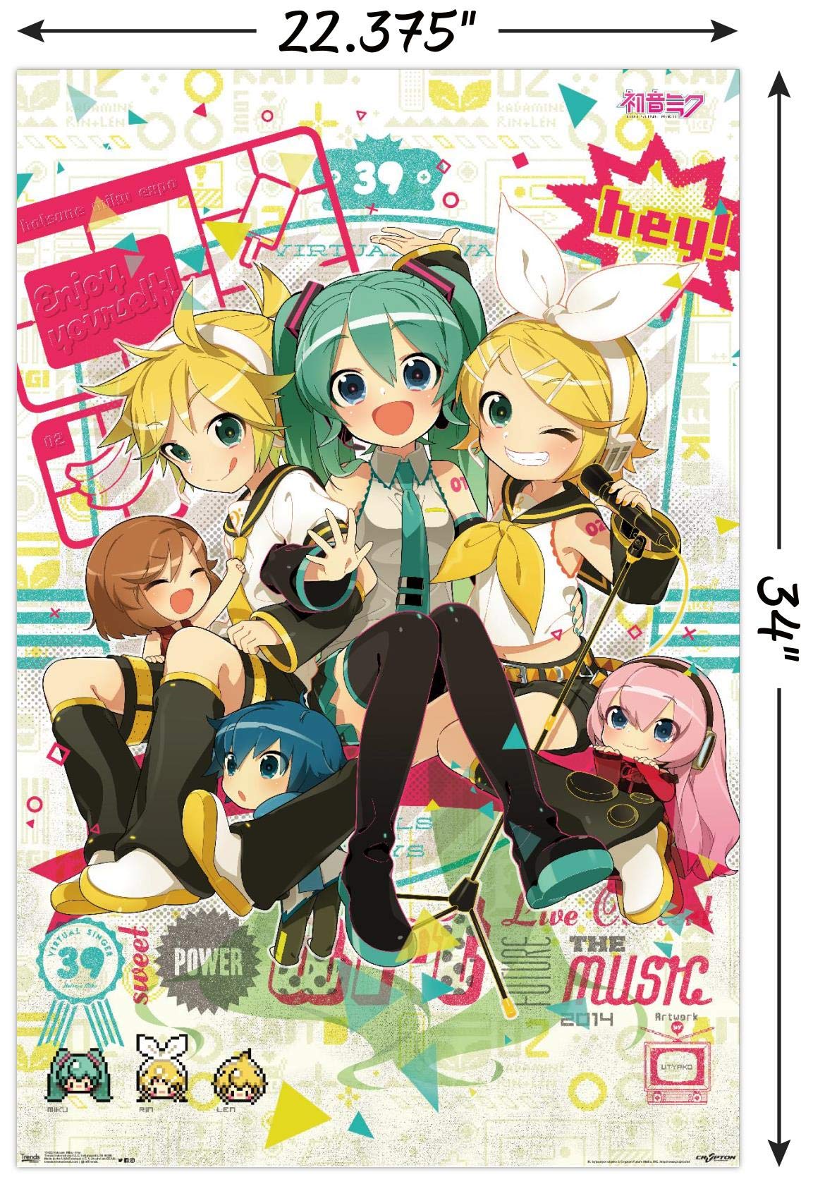 Trends International Hatsune Miku - Hey Wall Poster, 22.37'' X 34.00'', Poster & Clip Bundle