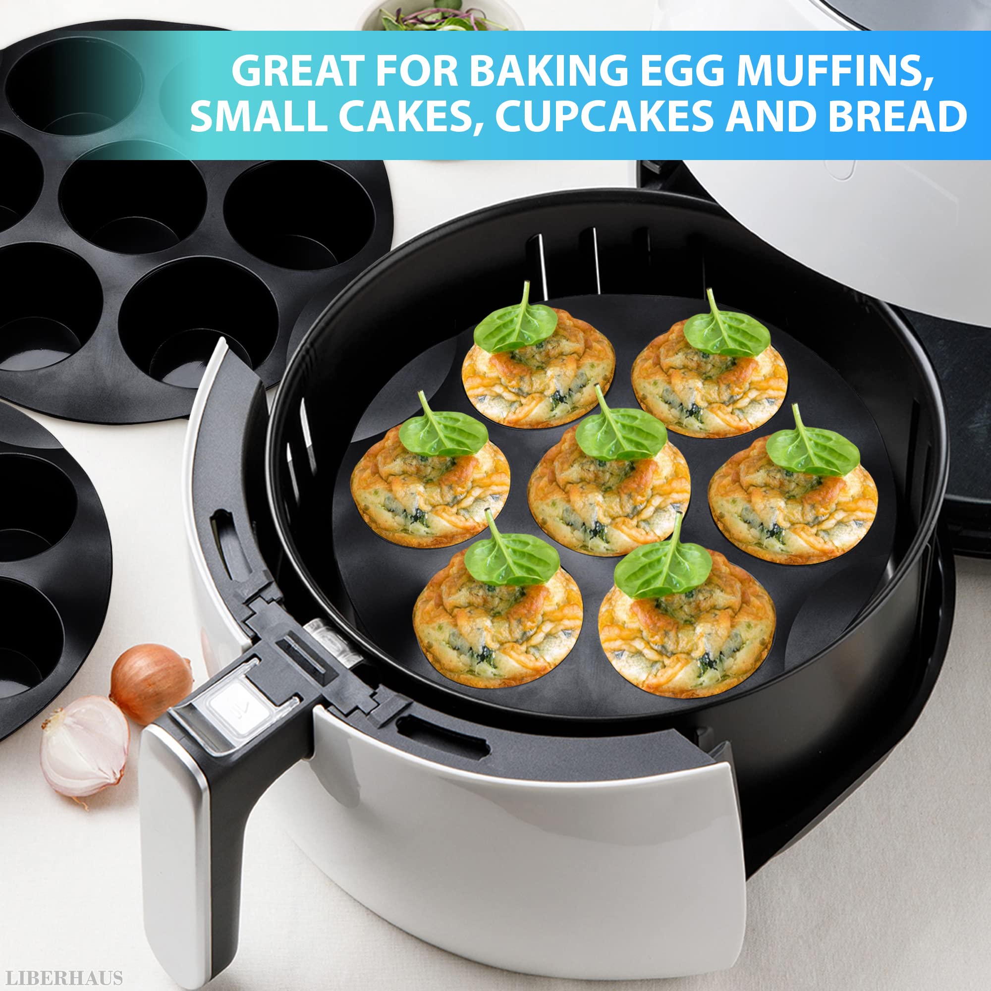 Air Fryer Silicone Cupcake Pan - 3.5-5.8L Air Fryer Egg Bites Mold Nonstick Muffin Pan Egg Cups Molds Silicone Muffin Pan For Ai