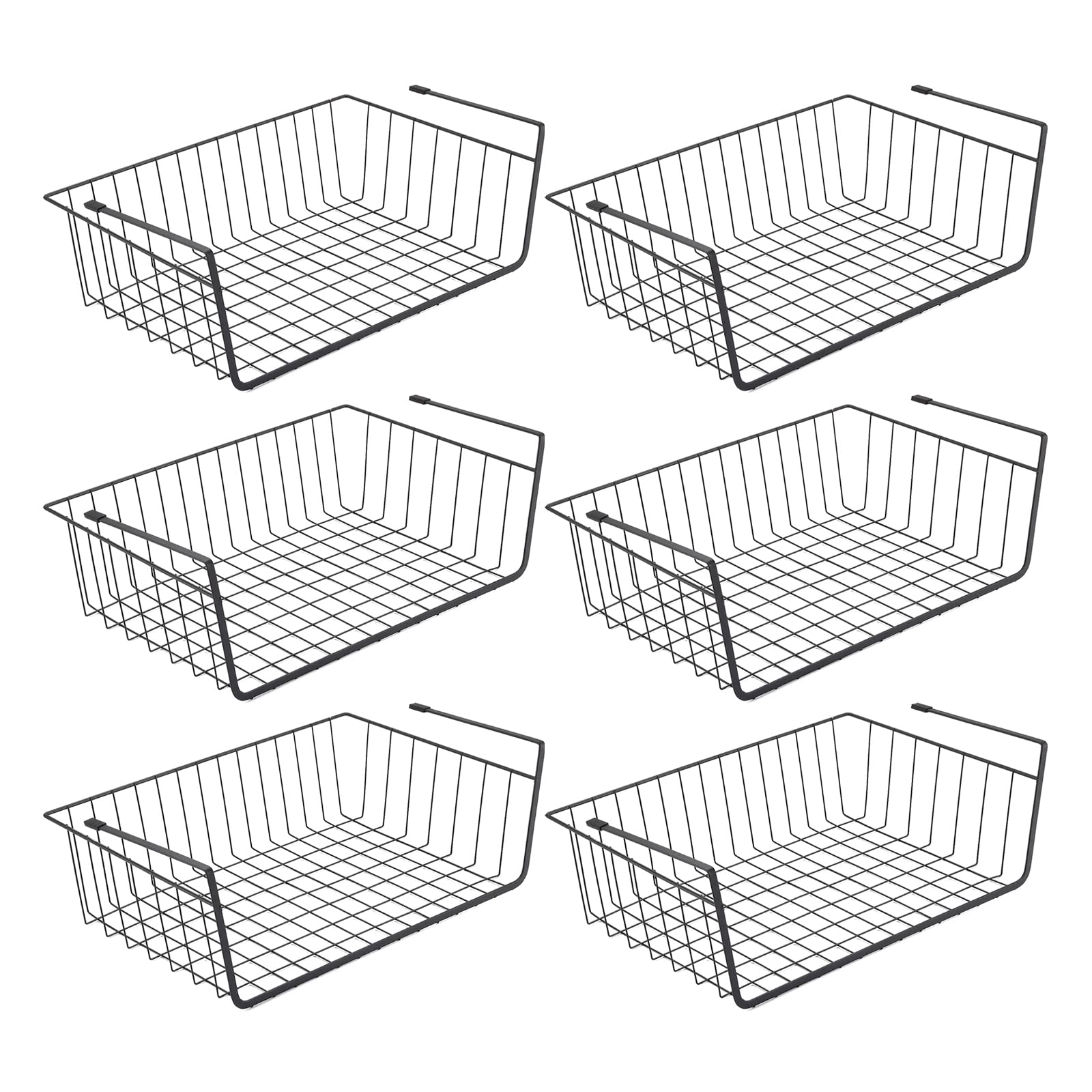Geniya Under Shelf Basket, 6Pcs Hanging Storage Basket For Pantry Cupboard Laundry Room Slide-In Baskets Organizer For Kitchen C