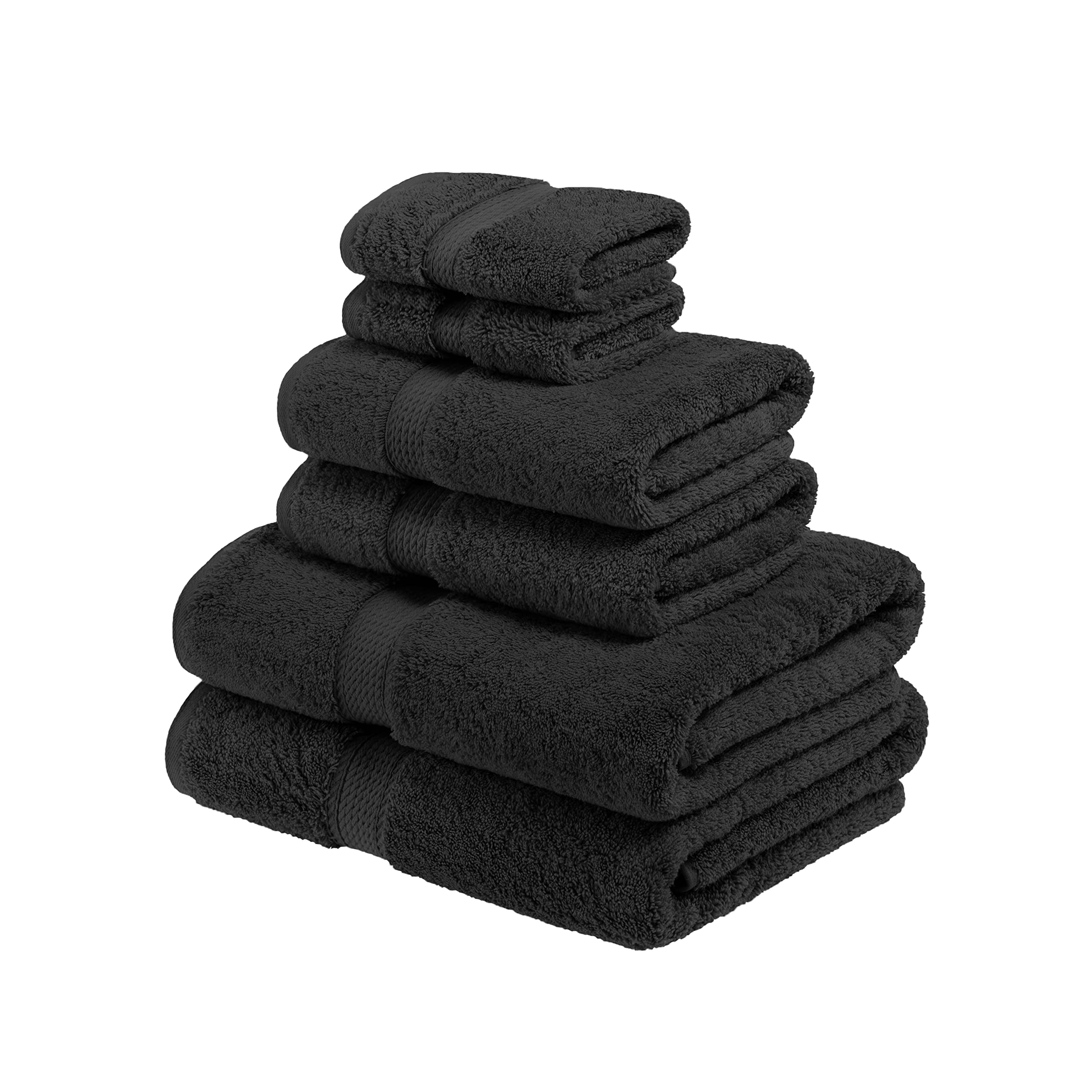 Superior Egyptian Cotton Pile 6 Piece Towel Set, Includes 2 Bath, 2 Hand, 2 Face Towels/Washcloths, Ultra Soft Luxury Towels, Th
