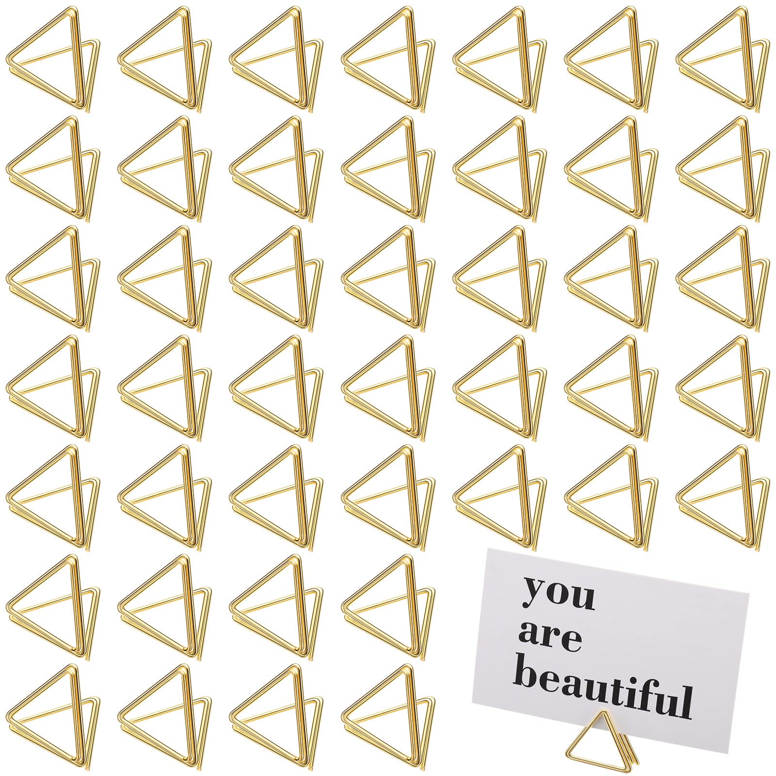 Epakh 100 Pcs Place Card Holder for Table Card Holders for Wedding Triangle Shape Table Number Picture Clips Stand for Centerpie