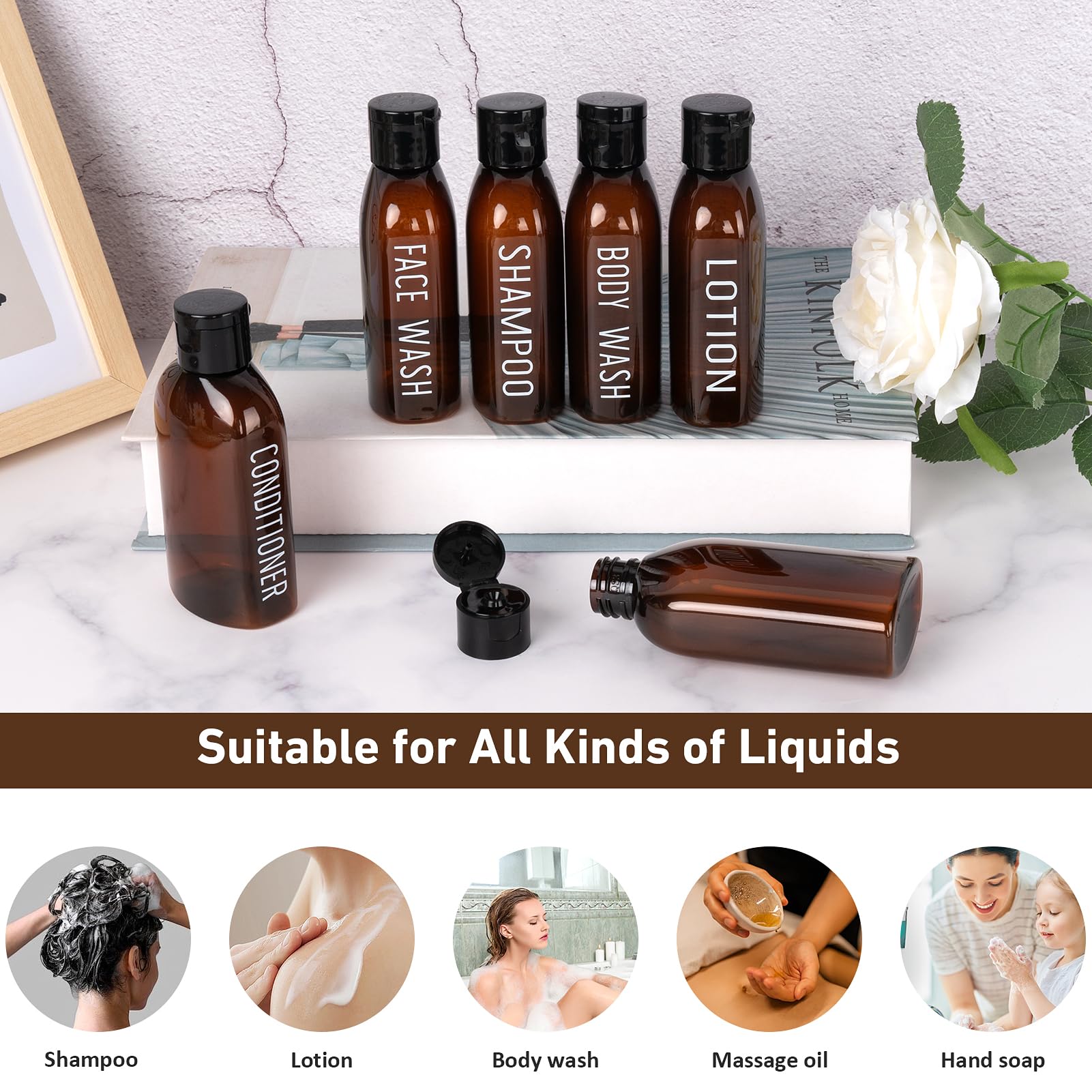 Travel Bottles For Toiletries 6 Pcs 3.4Oz/100Ml Travel Size Containers Plastic Lotion Bottles Tsa Approved Leak Proof Squeeze Bo