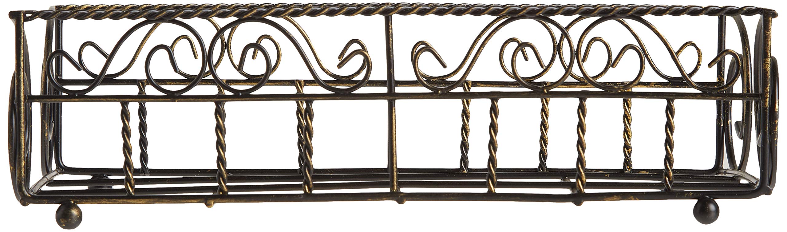 Boston International Garden Gate Design Guest Towel Napkin Holder Caddy, Antique Brass