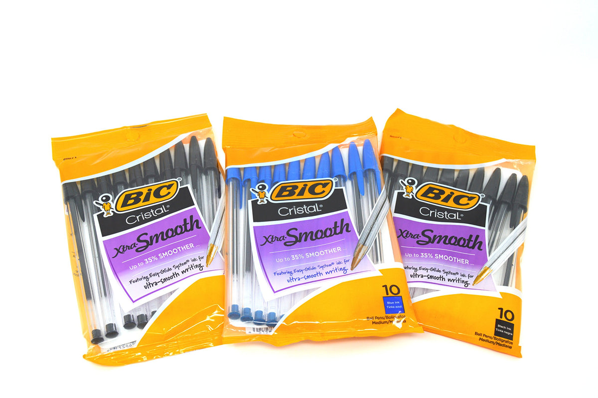 Bic Cristal STIC Medium Ball Pen (30 Count, Black/Blue)