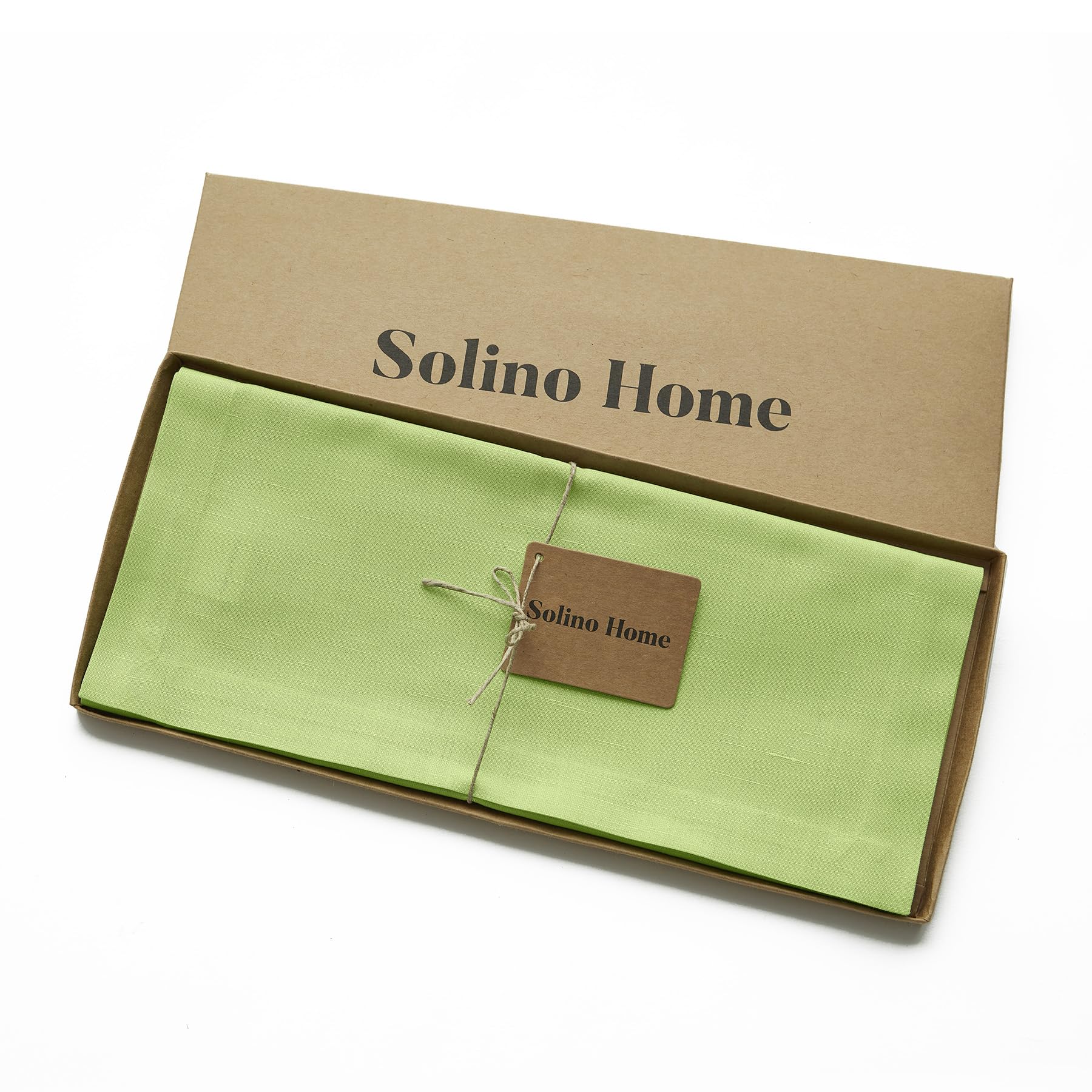 Solino Home Apple Green Table Runner 108 Inches Long - Cotton Linen Table Runner 14 X 108 Inch - Machine Washable Dining Table R