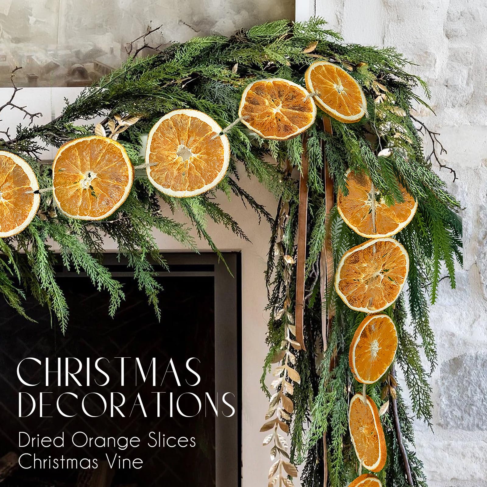 Christmas Decorations - Fall Decor - 10 Ft Dried Orange Slice Christmas Fall Garland - Farmhouse Xmas Thanksgiving Decor Indoor 