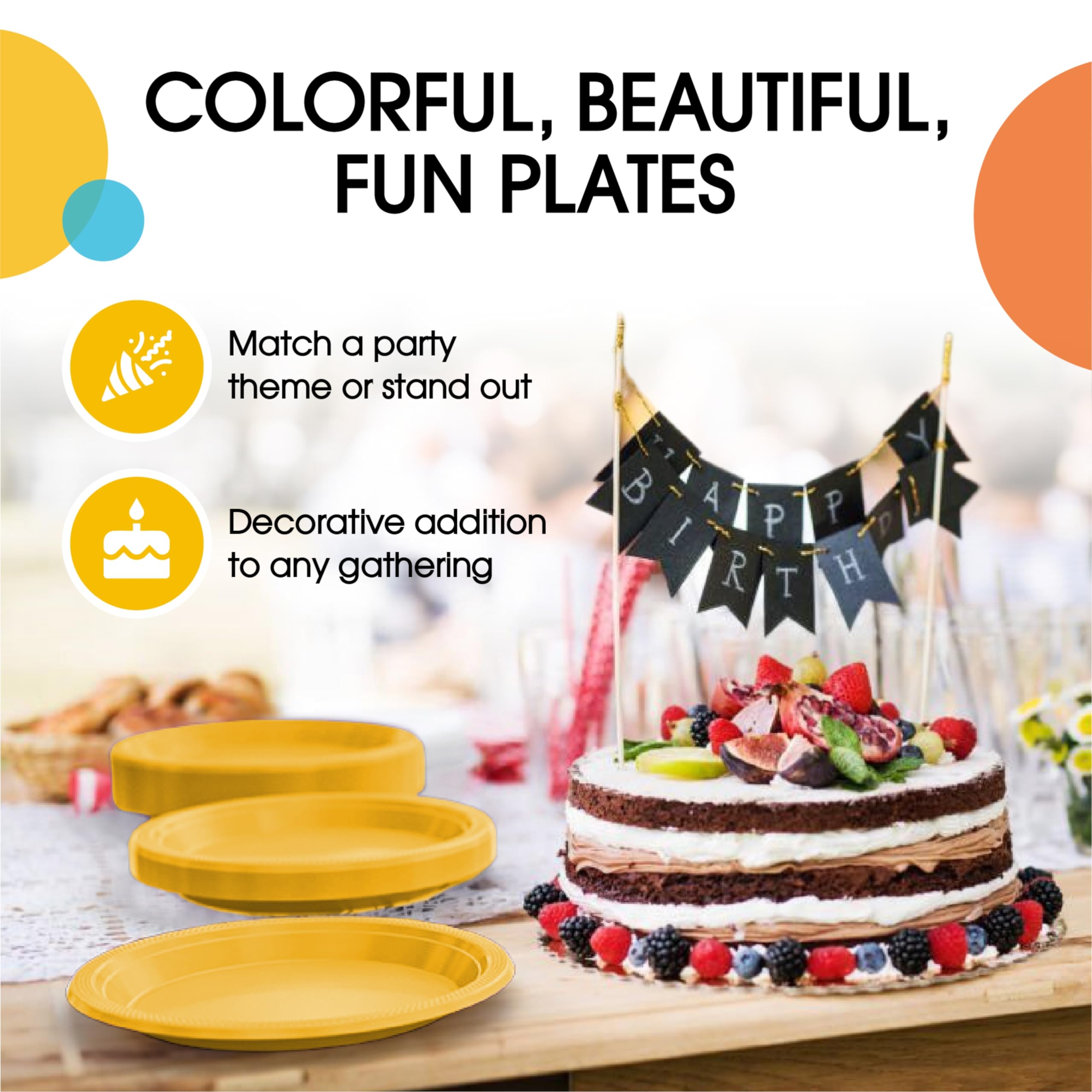 Exquisite Yellow Plastic Plates For Party 7 Yellow Disposable Plates For Party Supplies 50 Pcs Disposable Dinner Plate Heavy D