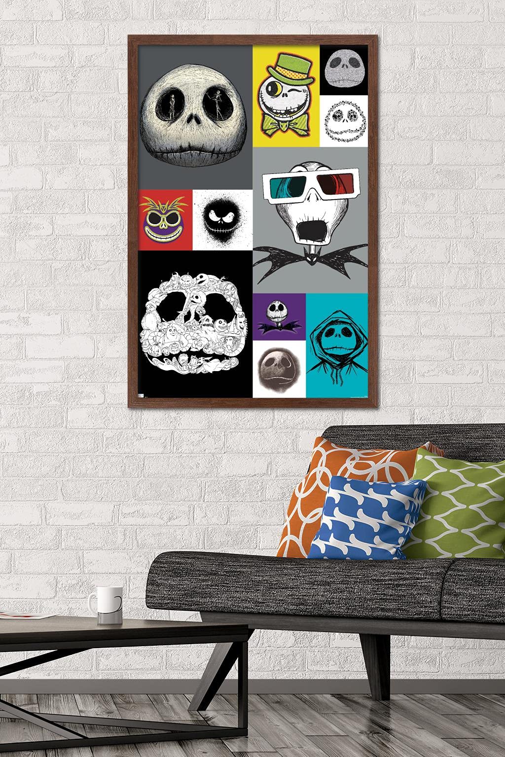Trends International Disney Tim Burton'S The Nightmare Before Christmas - Jack Grid Wall Poster, 22.37'' X 34.00'', Mahogany Fra