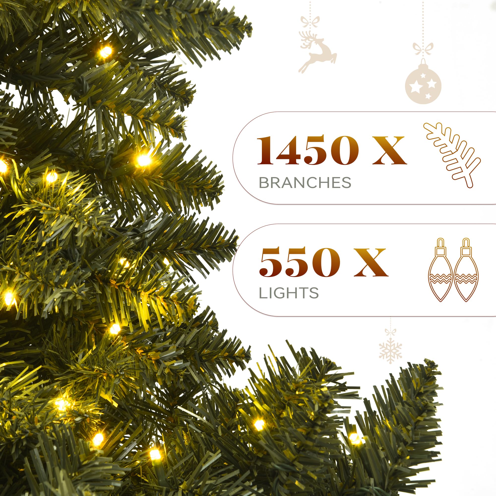 YITAHOME Pre-Lit Artificial Hinged Christmas Tree with Remote Control, 7.5ft Prelighted Spruce Xmas Tree for Home, Office, Party