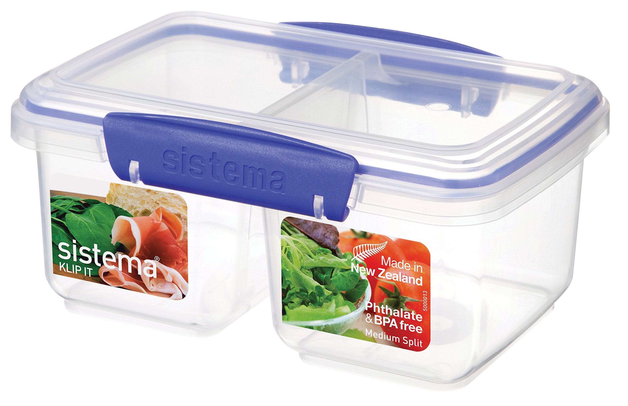 Sistema Klip It Collection Rectangle Medium Split Food Storage Container, 33.8 Ounce/ 4.2 Cup