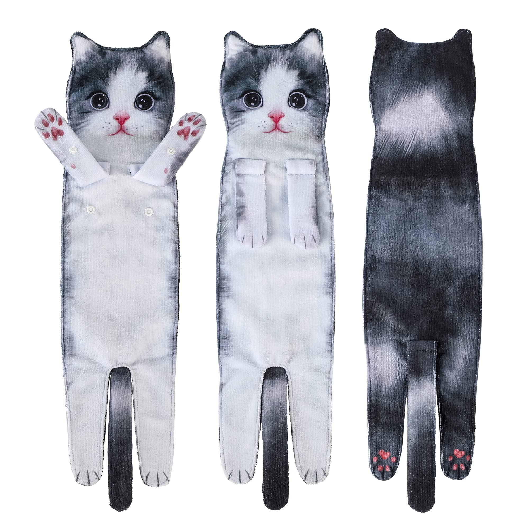 Daisyjoy Cat Funny Hand Towels For Bathroom Kitchen - Cute Decorative Cat Decor Hanging Face Towels- Unique Valentines Day Mothe