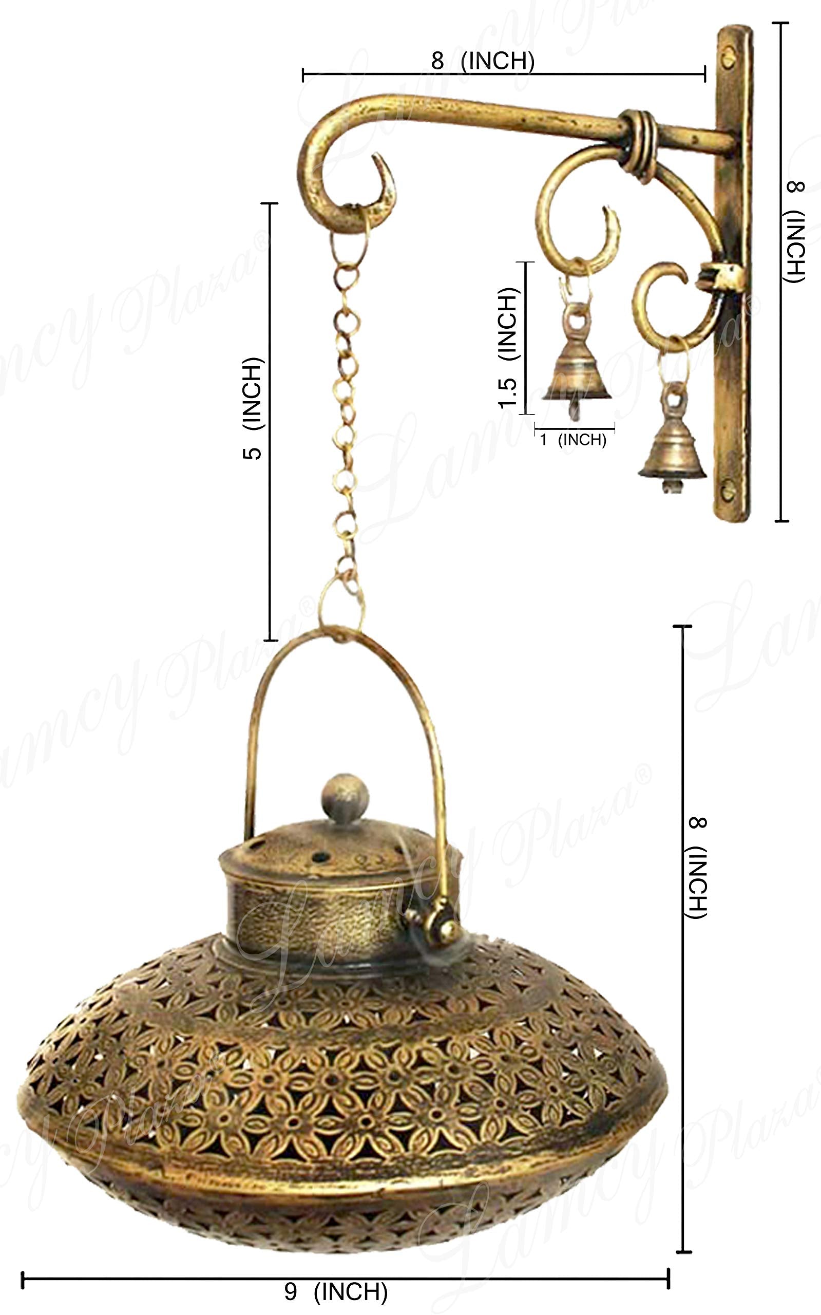 Lamcy Plaza Antique Golden Finish Degchi Style Brass Dhoop Dani Pot And Tealight Holder For Home Decor | Pooja Room | Living Roo