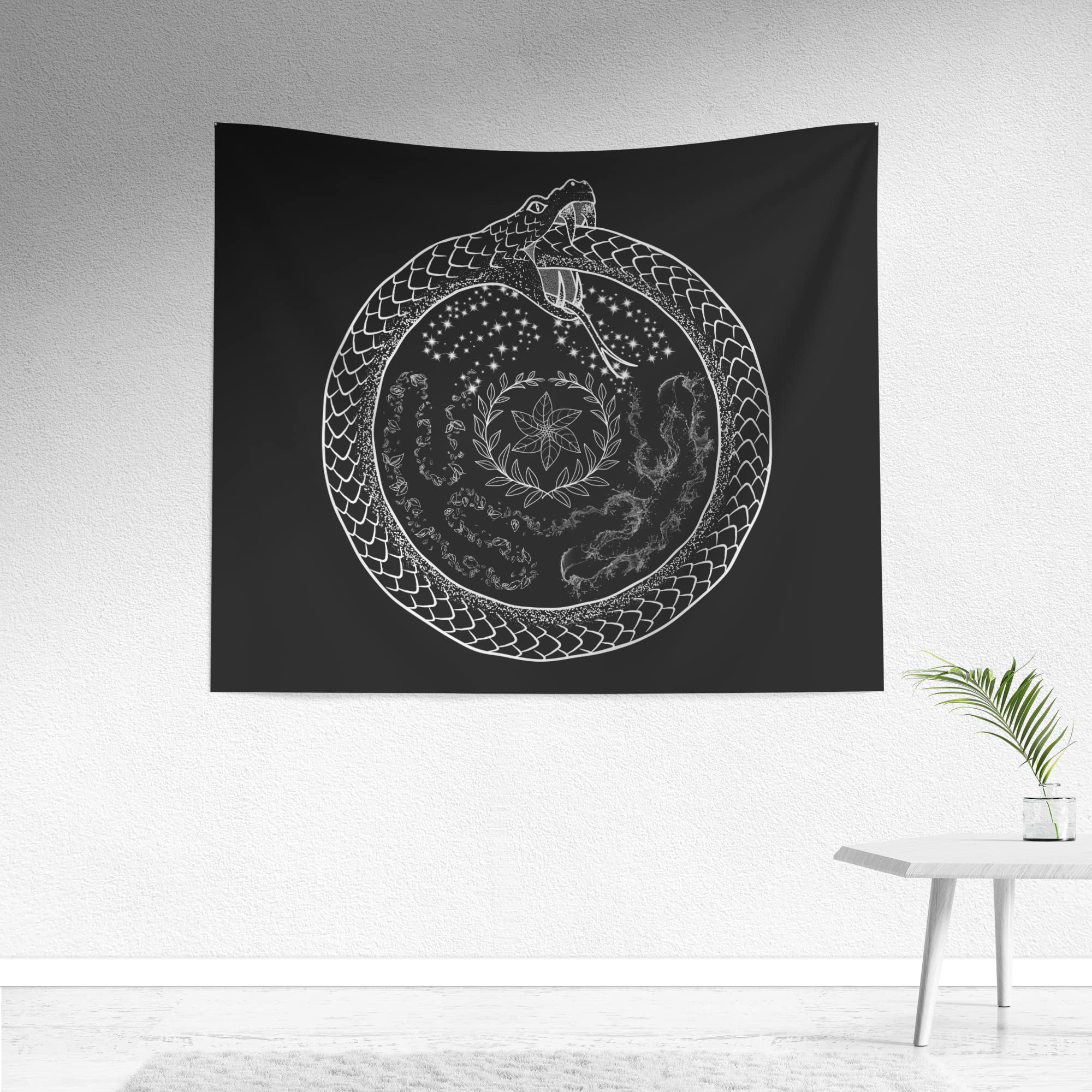 The Ghoulish Garb Hecate 'S Wheel Tapestry Ouroboros Wall Hanging Art Print (59 '' X 51 '')