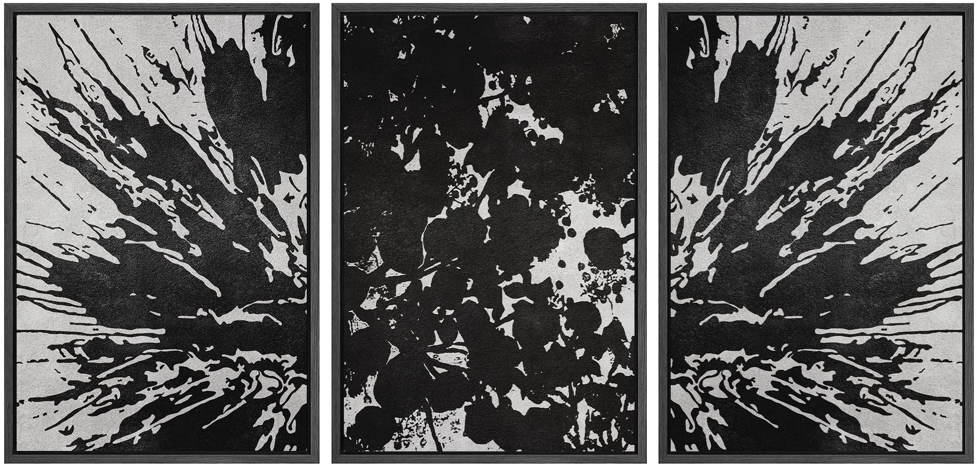 Signwin Framed Canvas Wall Art Blossom Flower Detail Abstract Plants Block Print Modern Art Contemporary Black And White For Liv