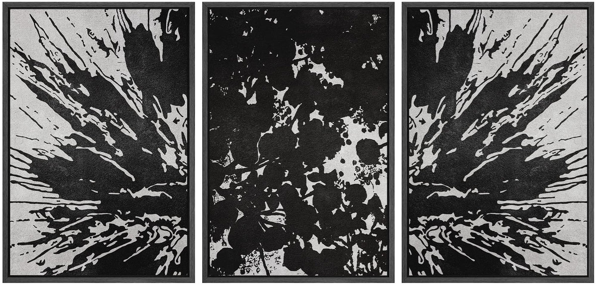 Signwin Framed Canvas Wall Art Blossom Flower Detail Abstract Plants Block Print Modern Art Contemporary Black And White For Liv