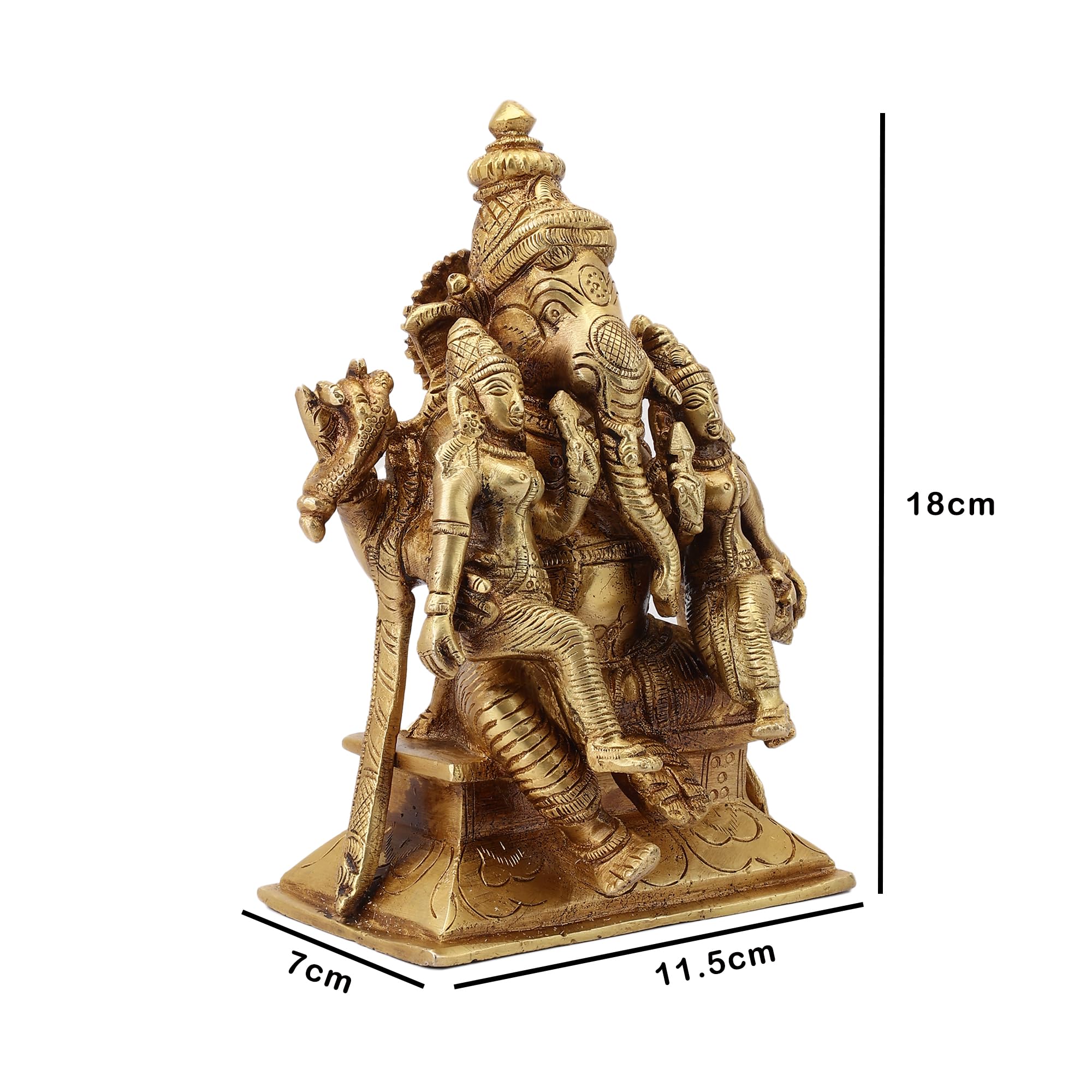 Try Feet Exquisite Divine Ganesh Statue With His Consorts Ridhi Sidhi, Traditional Hindu Religious Sculpture, Decorative Home Te
