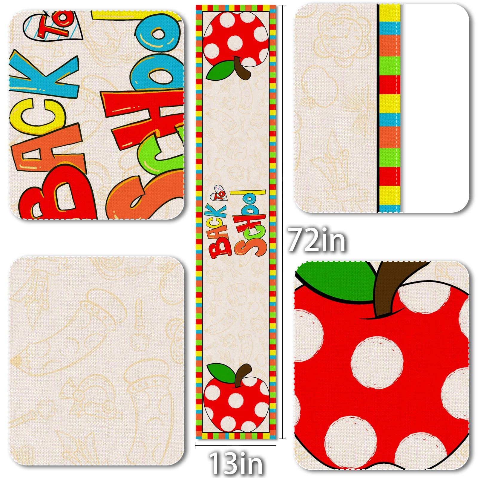 Vohado Back To School Table Runner Students Kids First Day Of School Party Decoration Holiday Dining Room Kitchen Home Decor