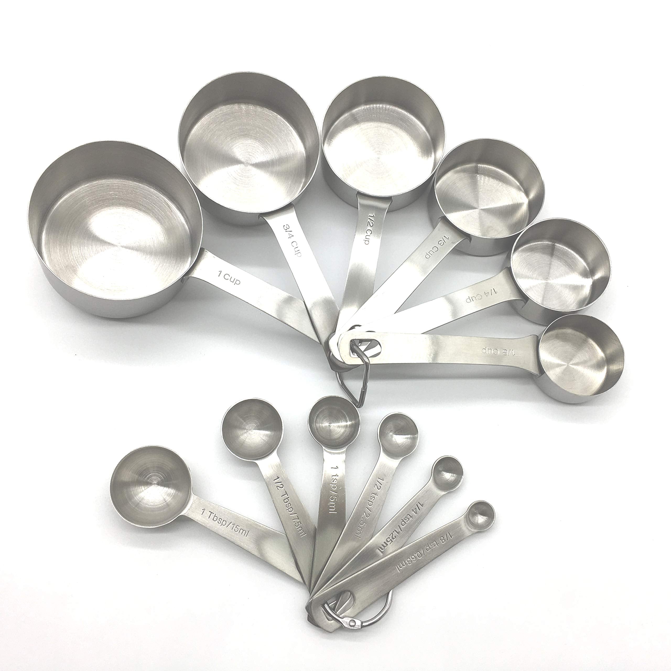 Laxinis World Stainless Steel Measuring Cups and Spoons Set - 12 pcs, Heavy Duty, Silver
