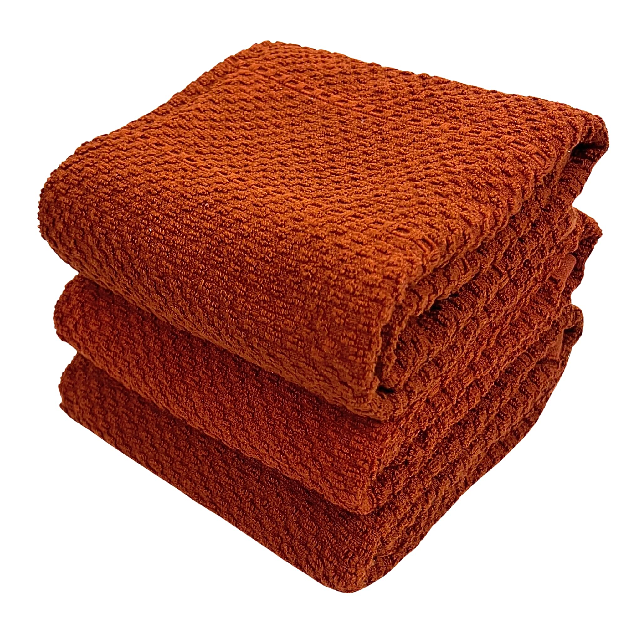 Maroon Rust Cinnamon Kitchen Hand Dish Towels: Oversized 28 x 18,100% Cotton Cloth Soft Cleaning Drying Absorbent Textured Desig