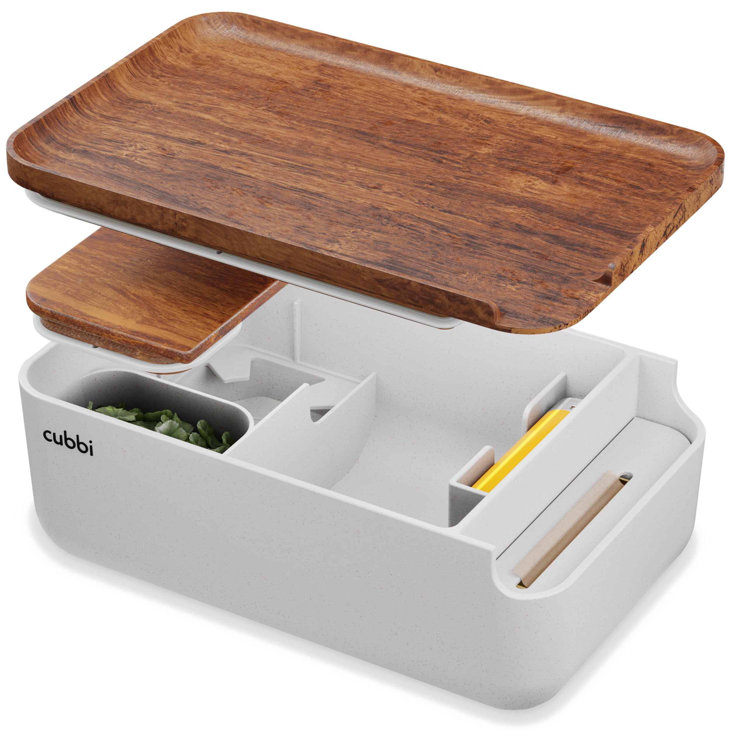 Cubbi - Airtight Box With Tray - Silicone Seals - 100% Air-Tight Storage Box With Accessories - White