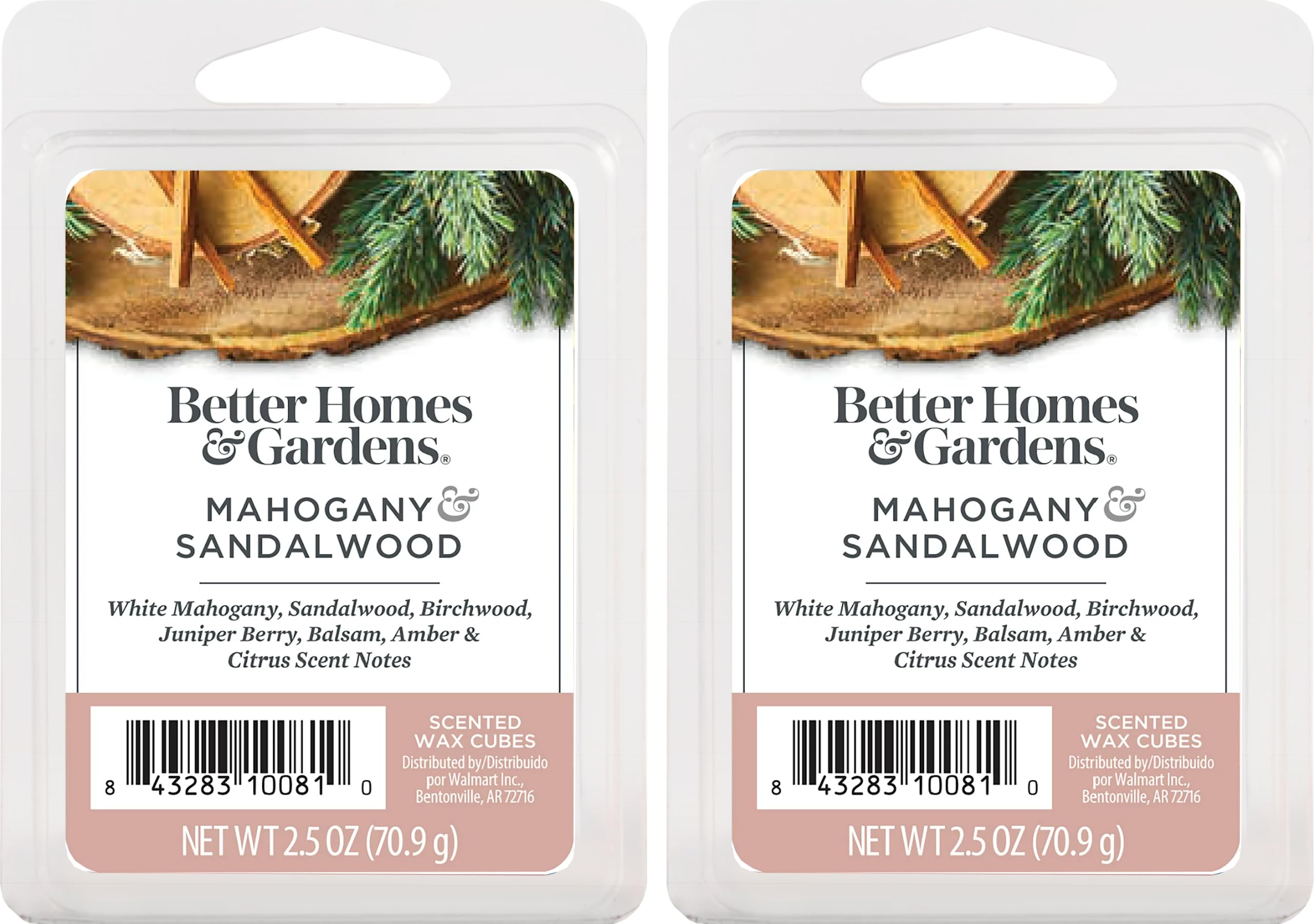 Better Homes and Gardens Scented Wax Cubes 2.5oz 2-Pack (Mahogany and Sandalwood)