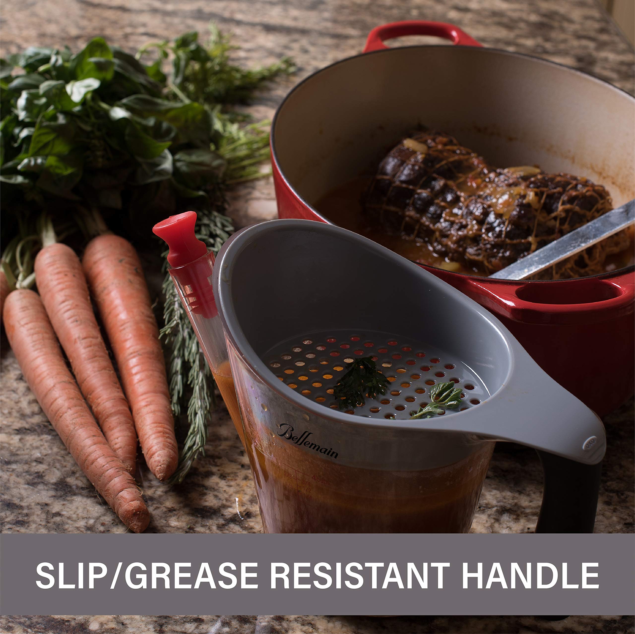 Bellemain 4-Cup Fat Separator/Measuring Cup With Strainer & Fat Stopper / 1 Liter Capacity