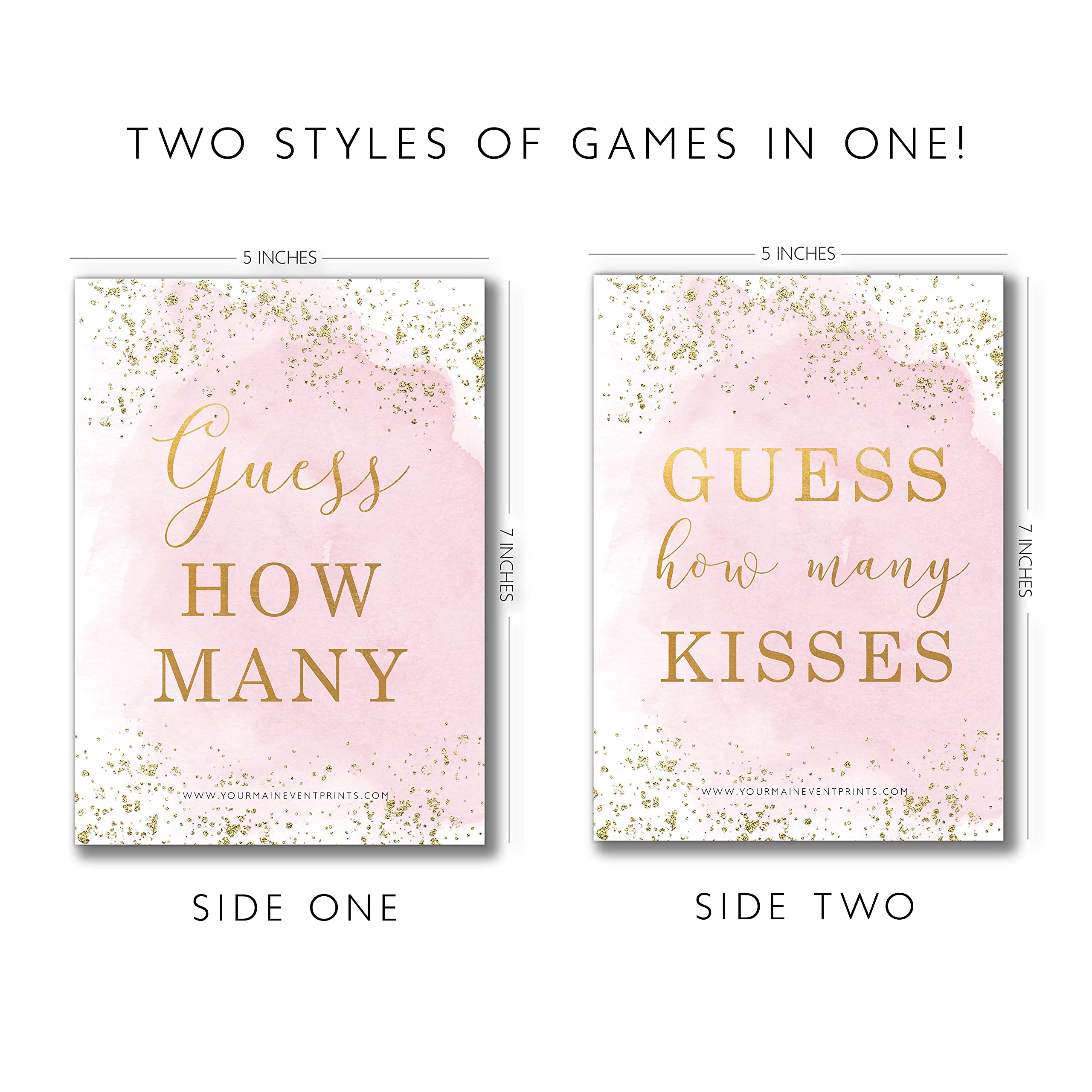 Your Main Event Prints Pink And Gold How Many Kisses Game Sign - Guess How Many - Perfect For Bridal Showers And Weddings - 1 Se