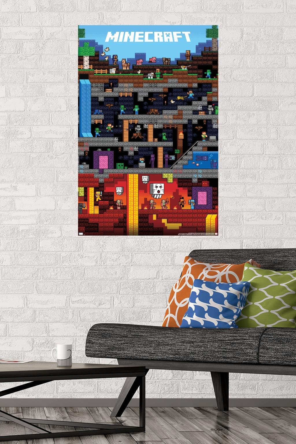 Trends International Minecraft - Worldly Wall Poster, 22.375'' X 34'', Poster & Mount Bundle