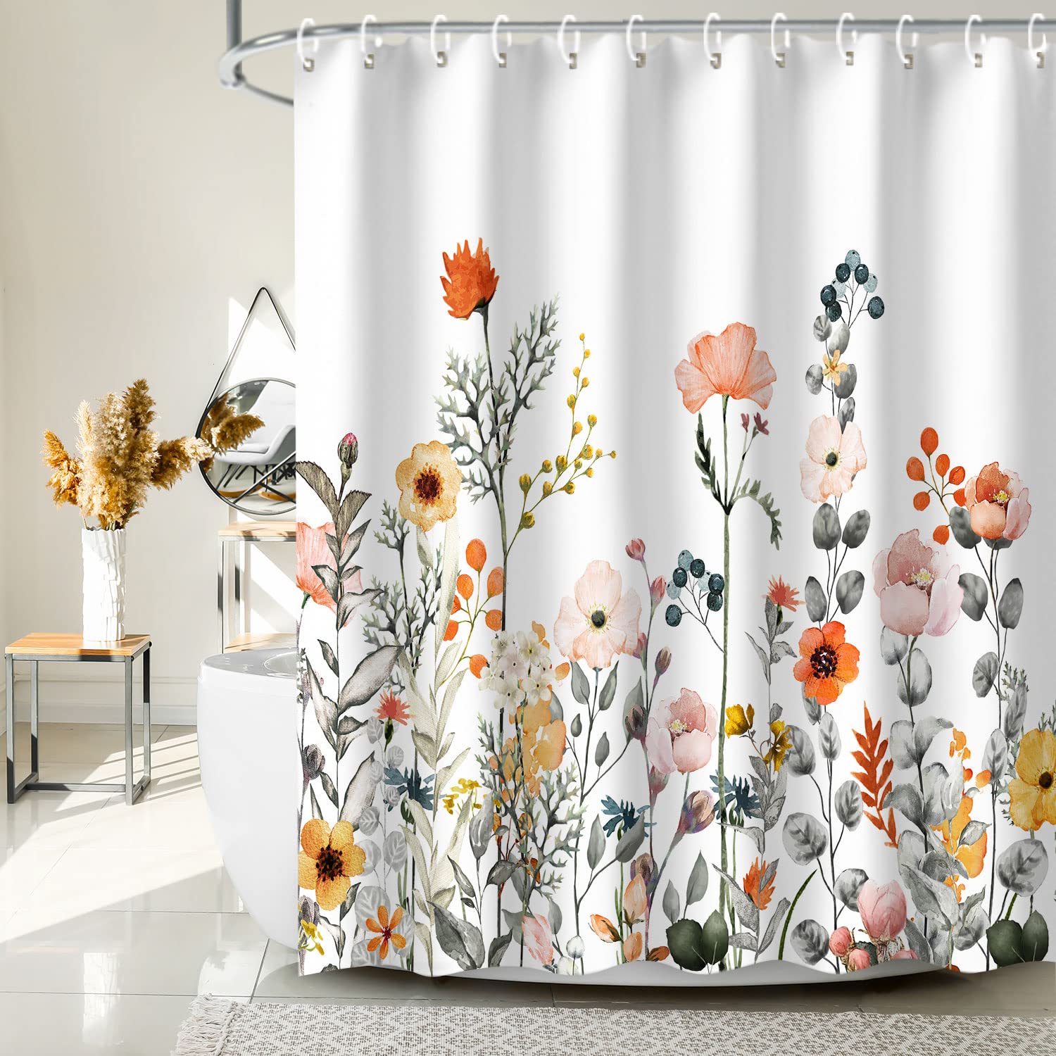 Livilan Floral Shower Curtains For Bathroom Flower Shower Curtain Pretty Shower Curtains Fabric Colorful Wildflower Flowered Sho