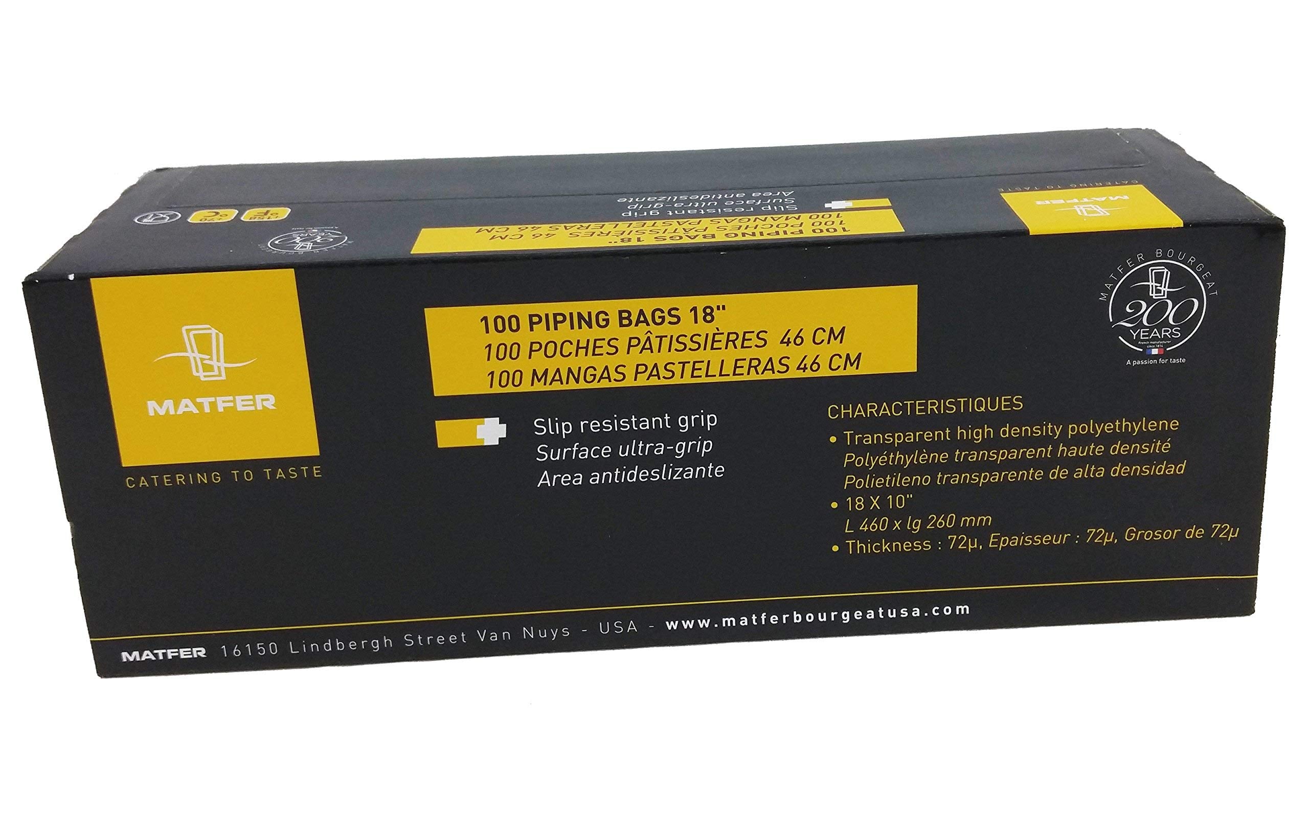 Matfer Bourgeat 165019 Standard Disposable Pastry Bags, 18, Clear