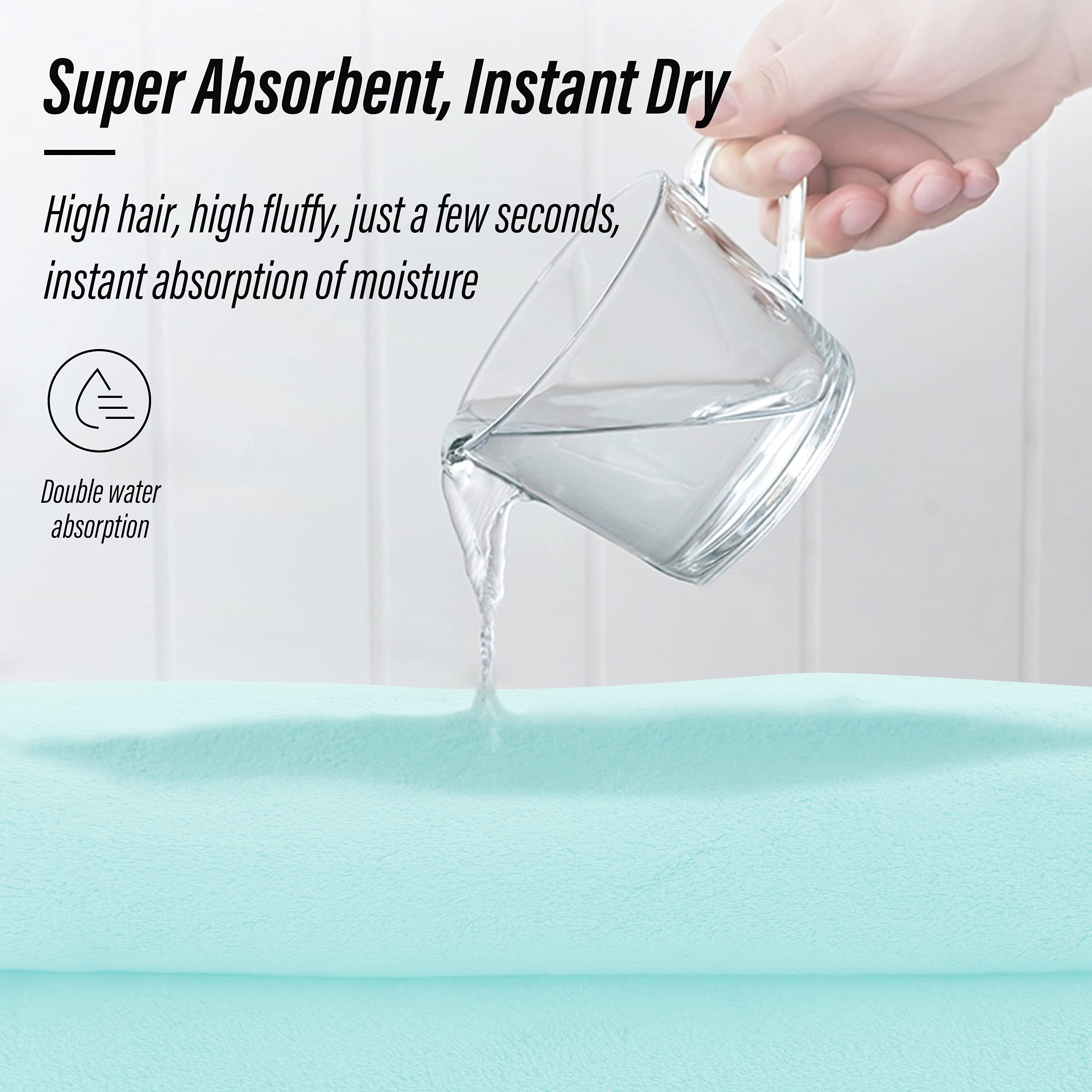 MOONQUEEN Ultra Soft Towel Set-Quick Drying-2 Bath Towels 2 Hand Towels 2 Washcloths - Microfiber Coral Velvet Highly Absorbent Towel for Bath Fitness  Bathroom Sports Yoga  Travel(Frozen Blue  6 Pcs)