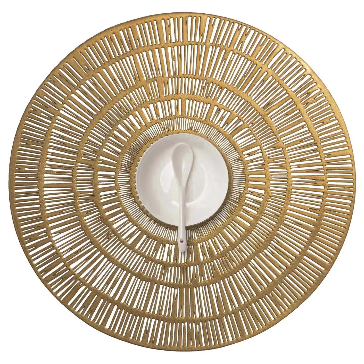Funwheat Round Gold Mentalic Placemats Set Of 6 Washable Easy Clean Place Mats Indoor Outdoor Shining Table Mats(Gold Circle)