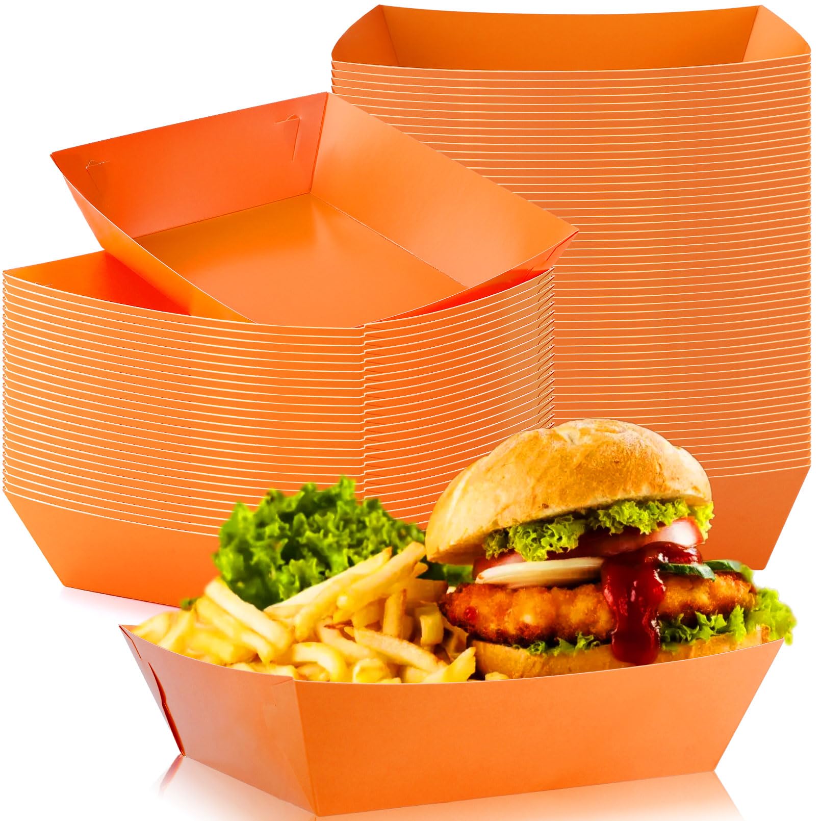 Yihurlm 50 Pcs Paper Food Trays, 5 lb Extra Large Food Boat Tray, Disposable Nacho Tray, Grease Resistant Serving Boats, Paper S