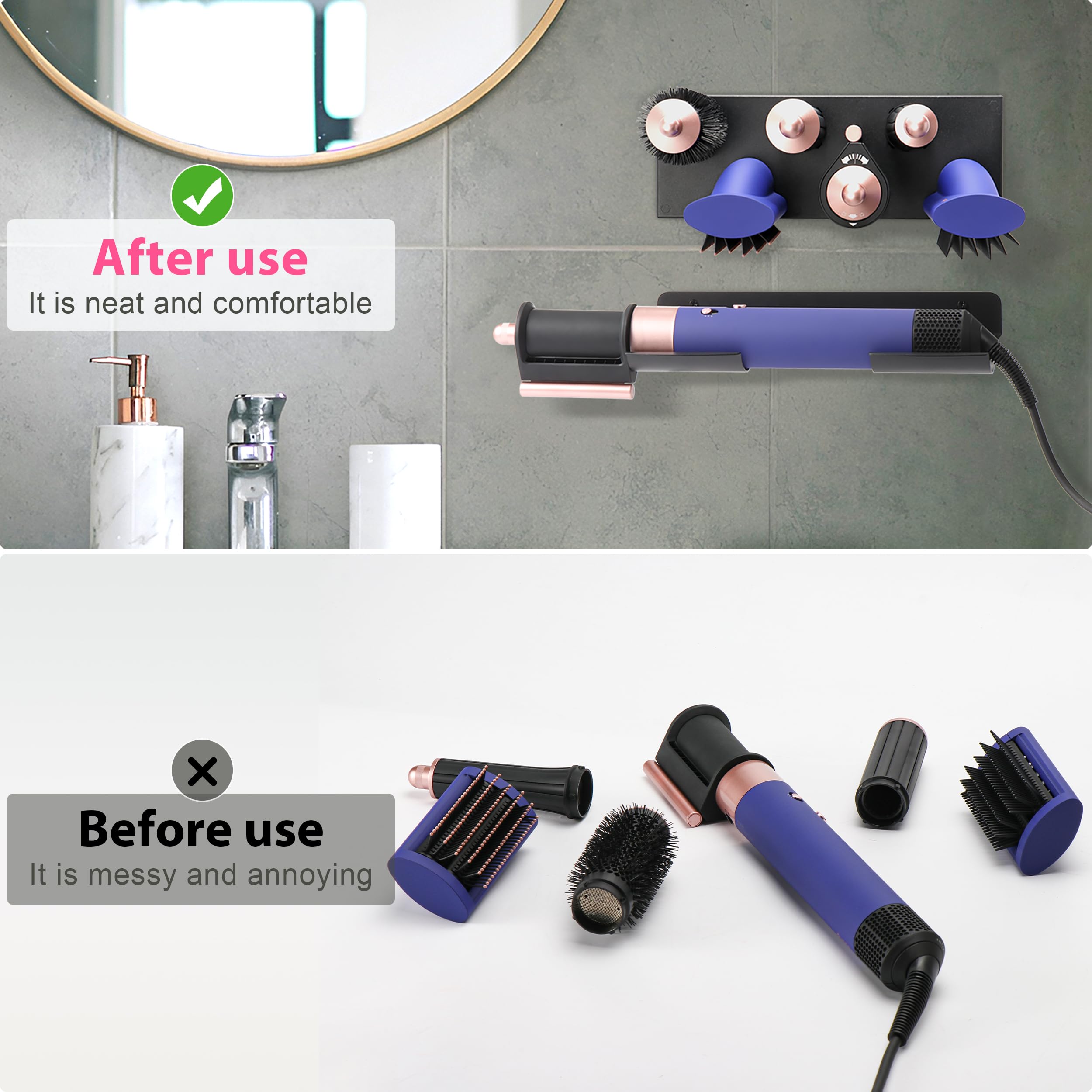 Mylifeunit Storage Holder For Dyson Airwrap Curling Iron New Complete, Metal Wall Mount For Dyson Air Wrap Accessories Organizer