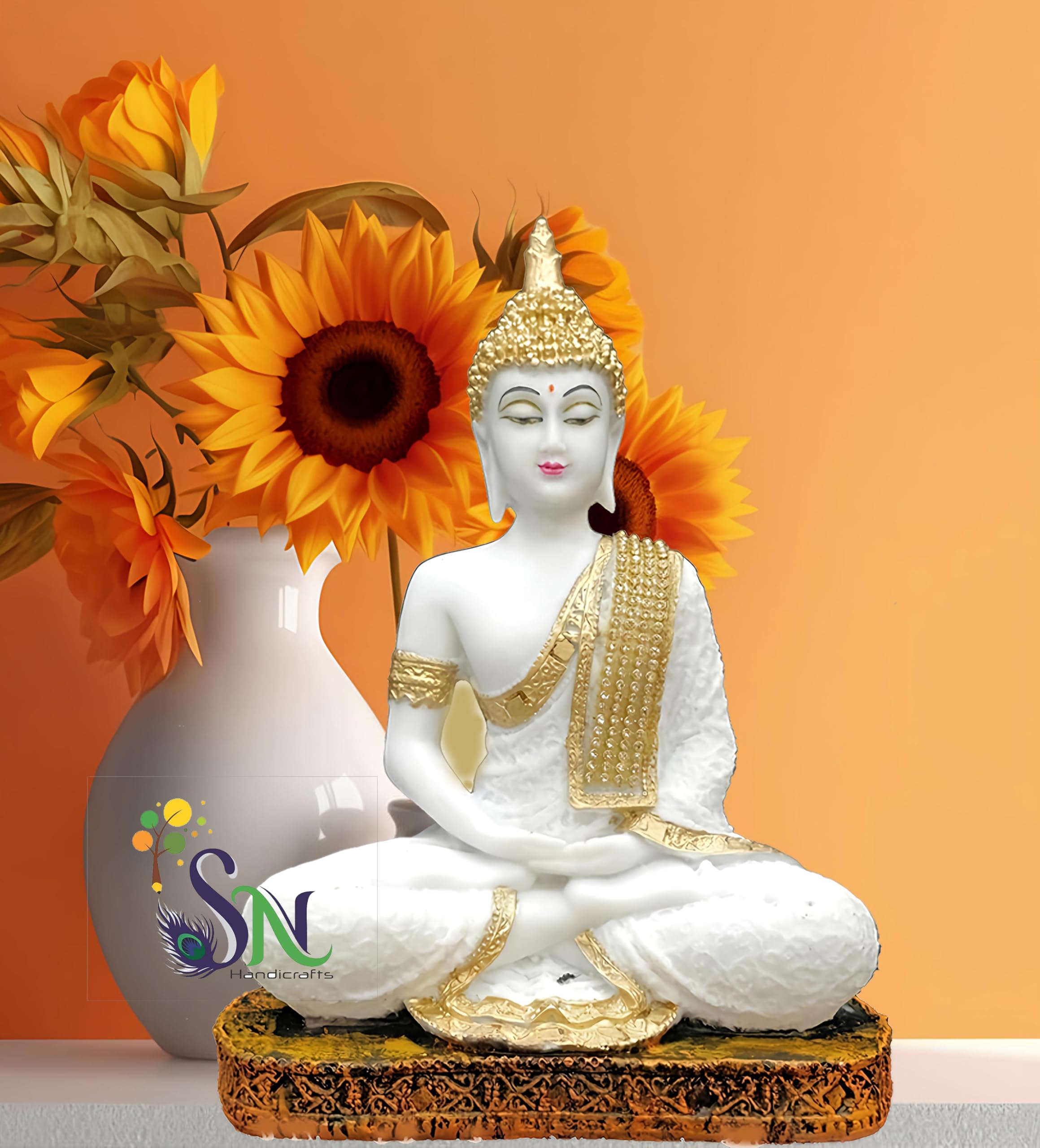 Sn Handicrafts Sitting Polystone Home Decor Decoration Buddha Idol Statue Showpiece Gift Gifting Item Buddha Idol Statue Showpie