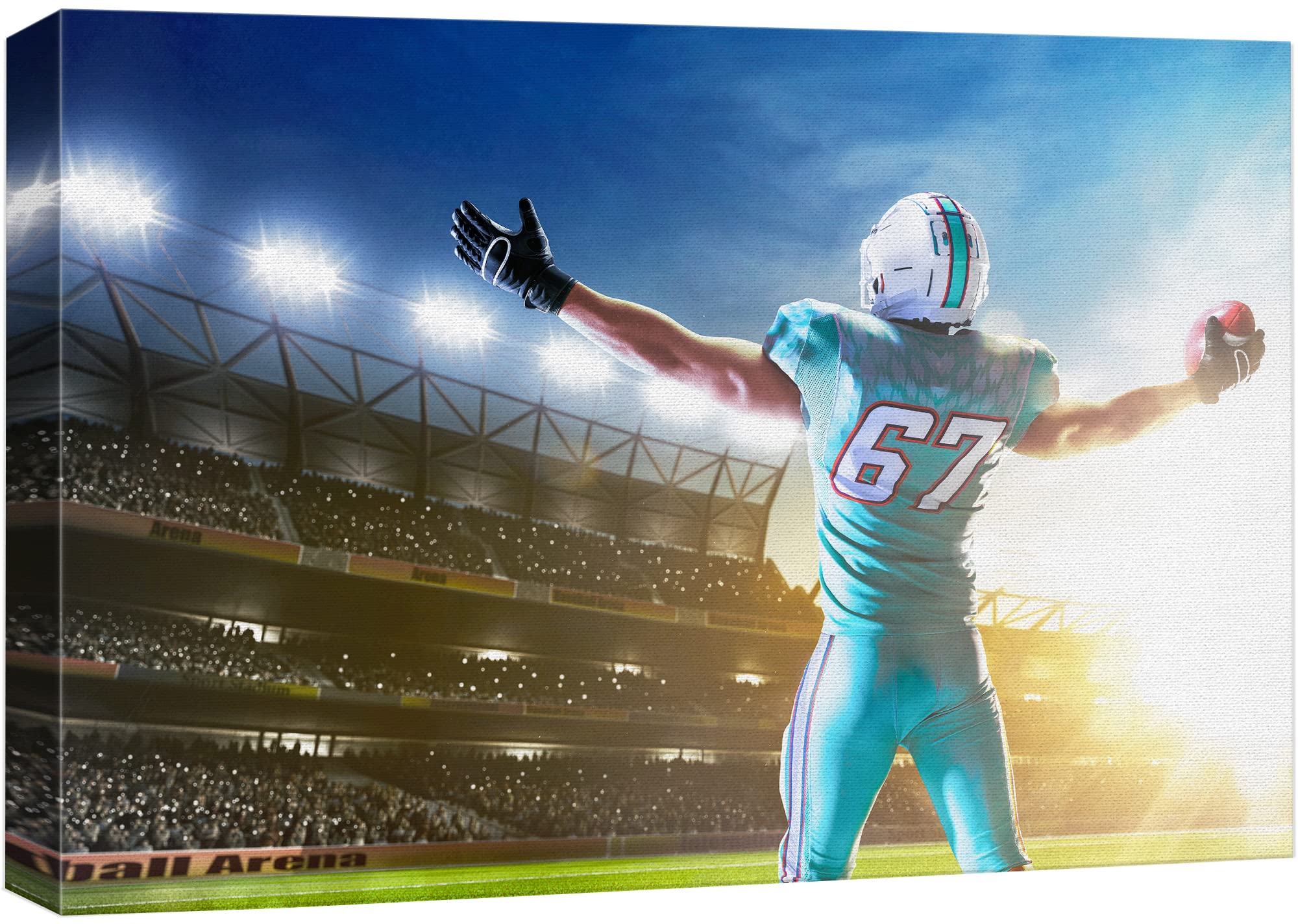 Wall26 Canvas Print Wall Art Sunset Neon Football Stadium Celebrating Goal Athletes Sports & Fitness Photography Realism Decorat