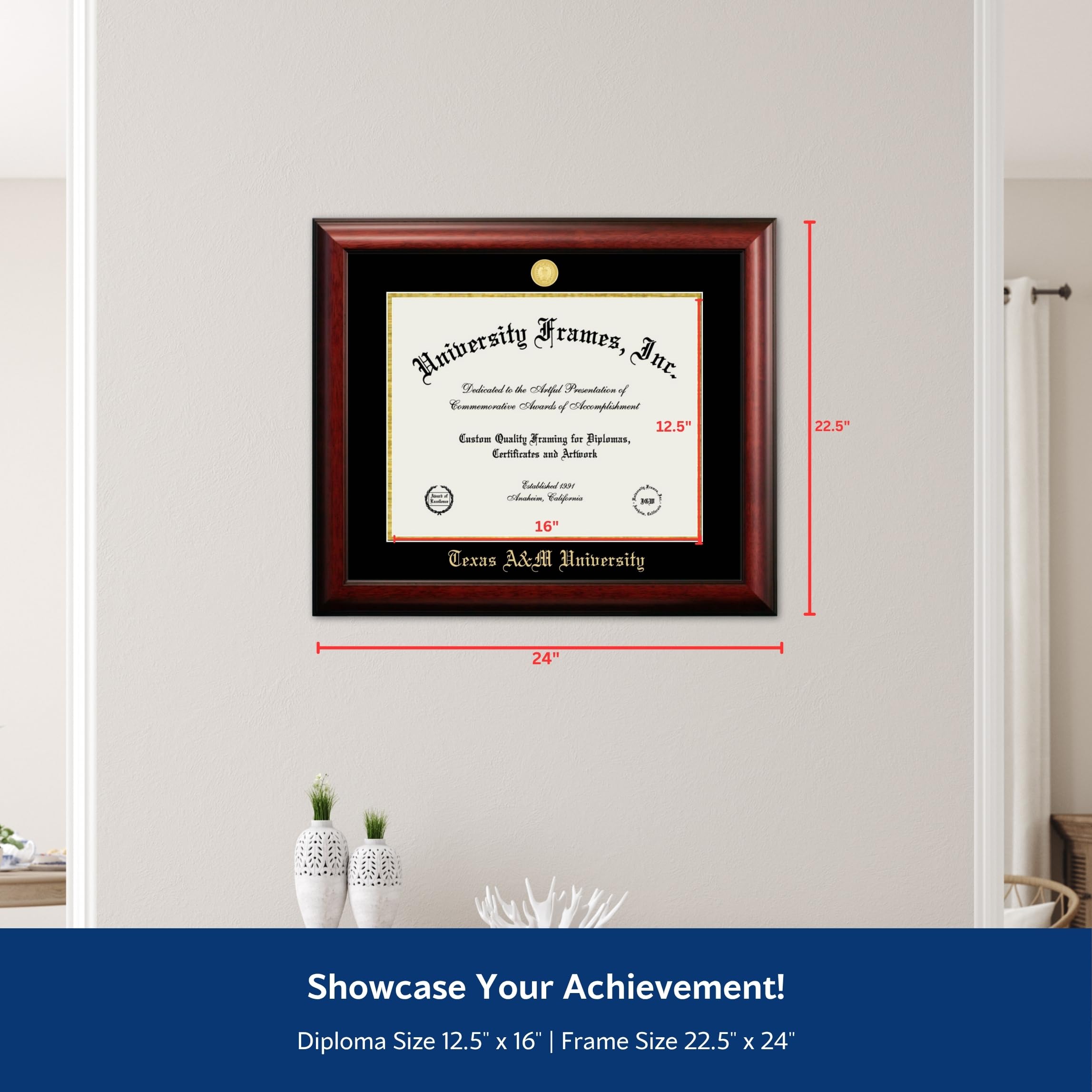 Campus Images TX953GED Texas A&M University 14w x 11h Gold Embossed Diploma Frame  12.5'' x 16''