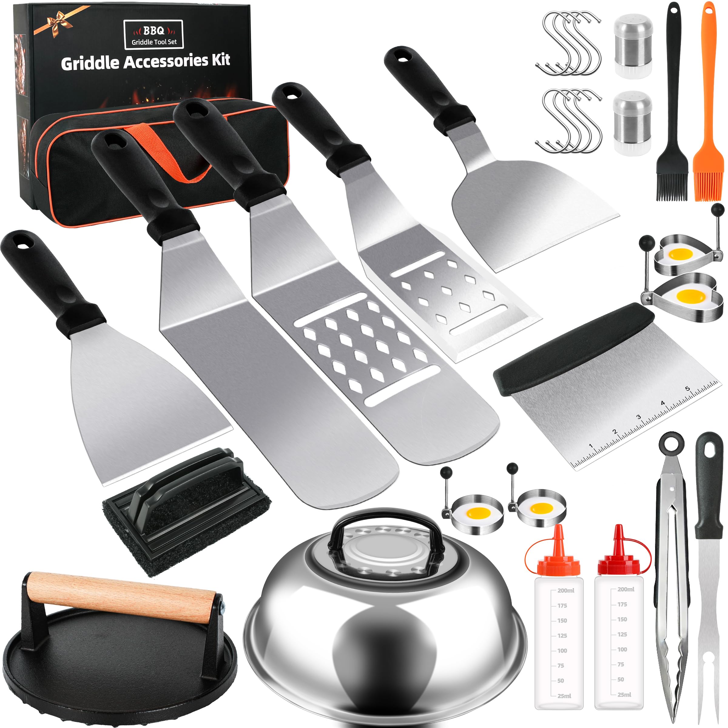 30Pcs Griddle Accessories Kit, Flat Top Grill Accessories Set For Blackstone And Camp Chef, Grill Spatula Set With Melting Dome,