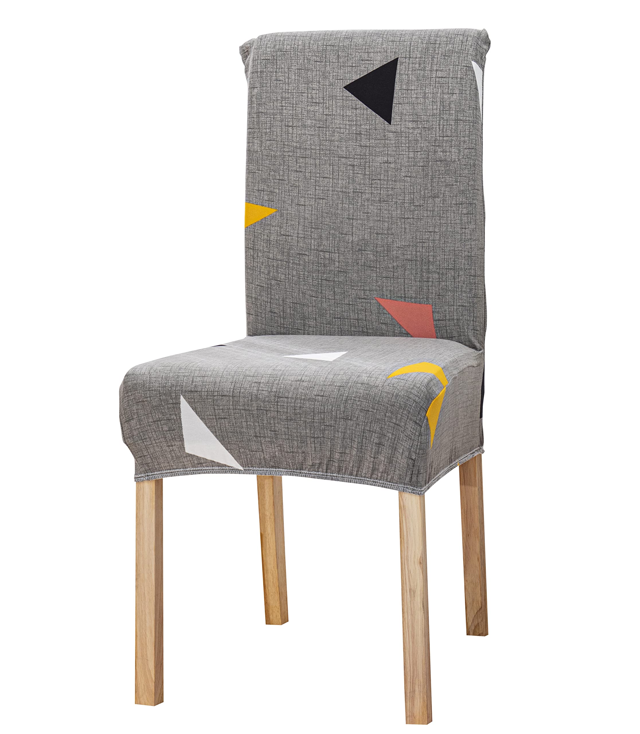 House Of Quirk Elastic Chair Cover Stretch Removable Washable Short Dining Chair Cover Protector Seat Slipcover (Grey Trio)