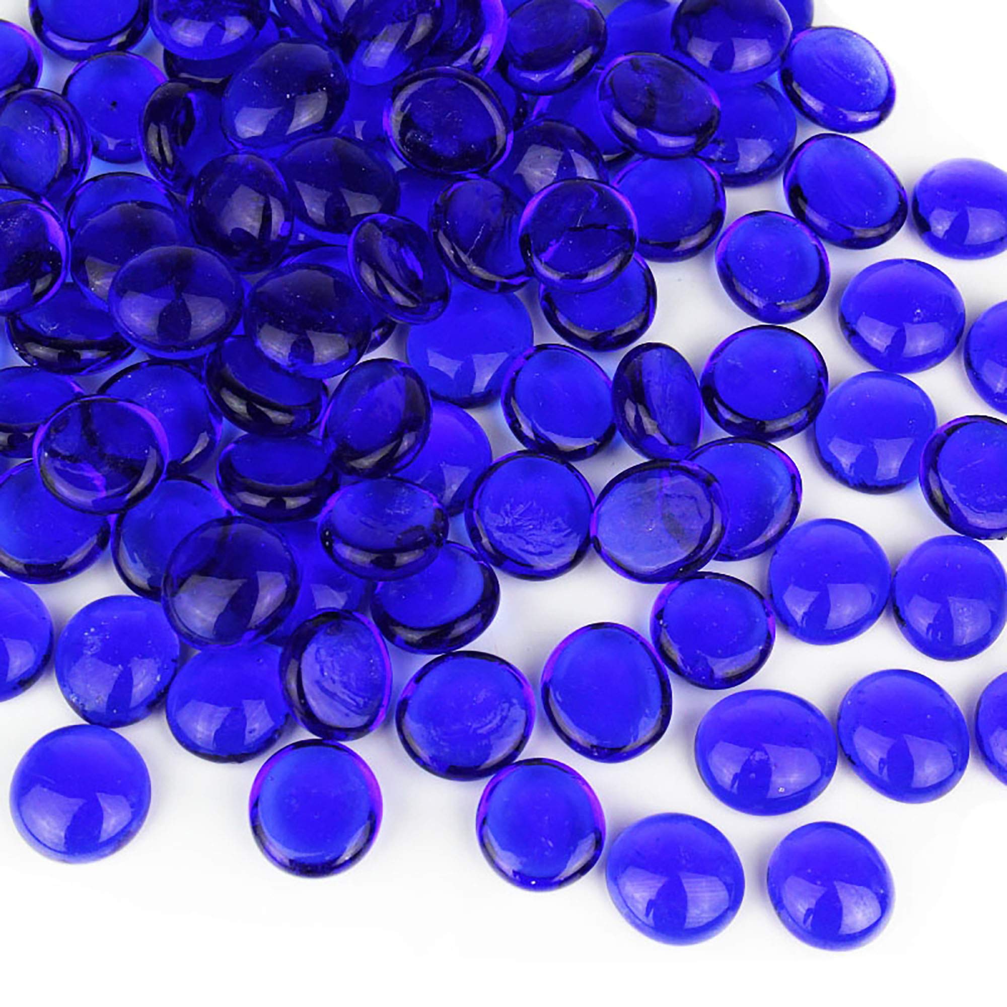 Cys Excel Cobalt Blue Glass Gemstone Beads Vase Fillers (6 Lbs) Flat Marble Beads Multiple Color Choices Aquarium Decor Rocks Fl