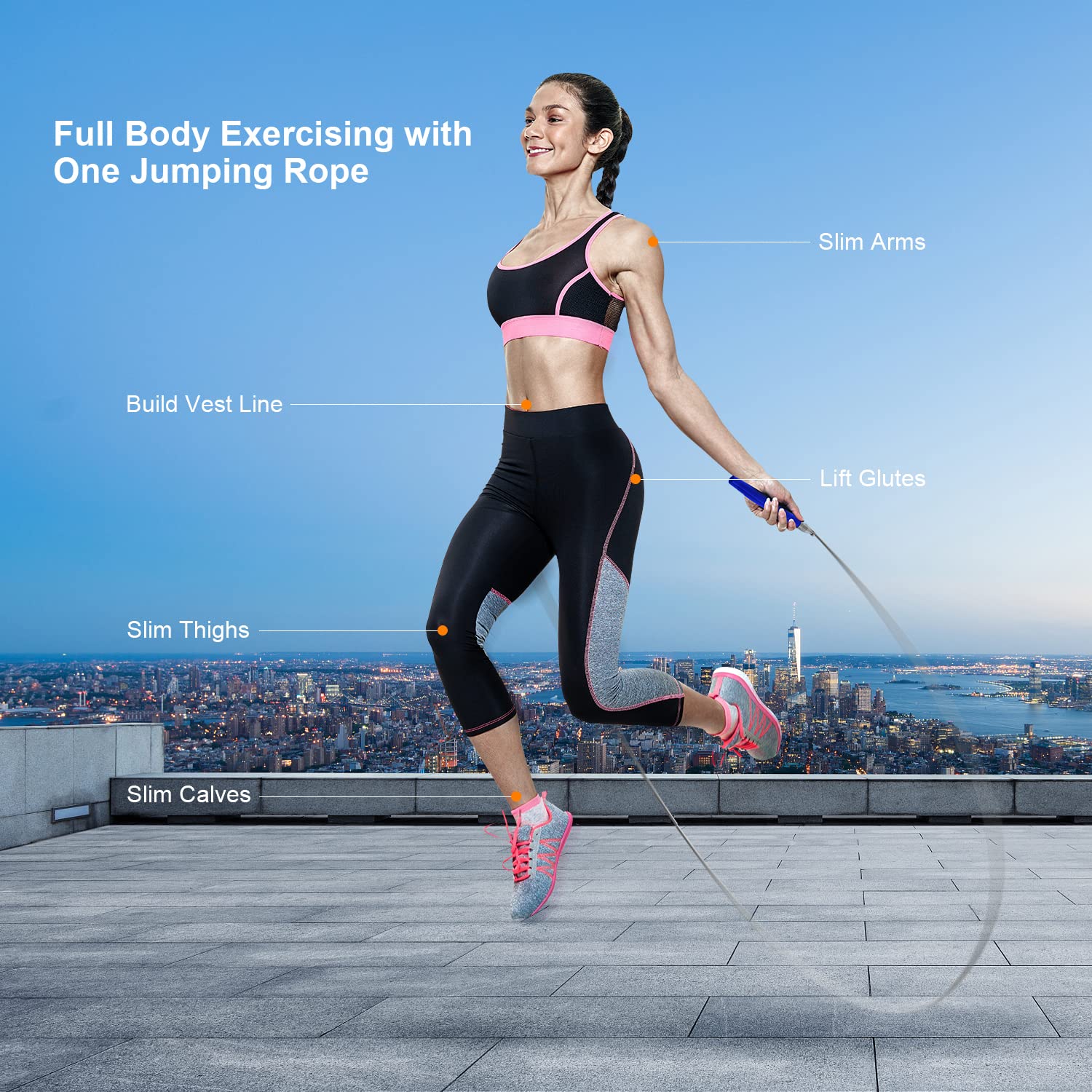 Jump Rope, High Speed Weighted Jump Rope - Premium Quality Tangle-Free - Self-Locking Screw-Free Design - Jump Ropes For Fitness
