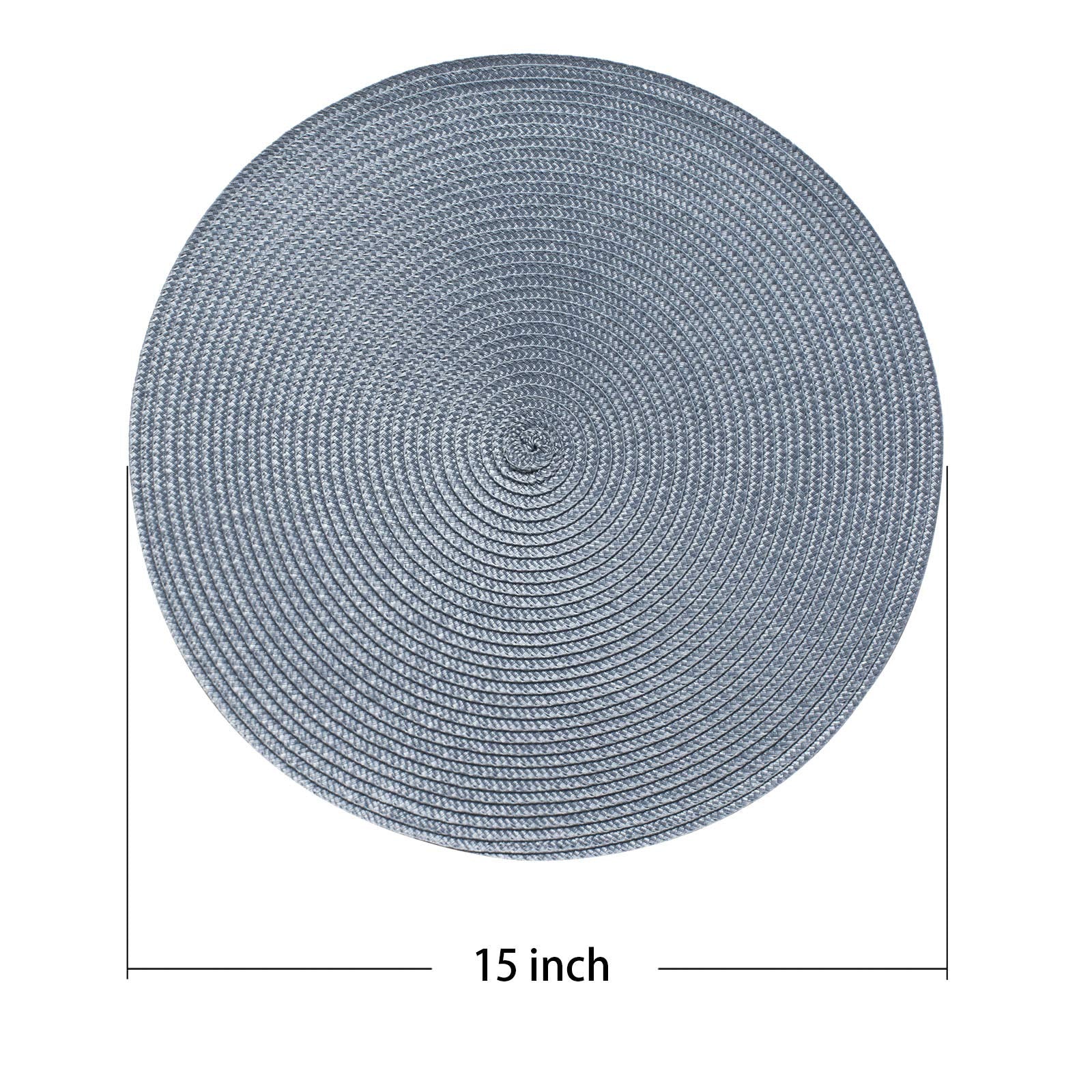 Ahhfsmei Round Braided Placemats 15 Inch Round Table Mats For Dining Tables Natural Woven Heat Resistant Place Mats Set Of 4 (Li