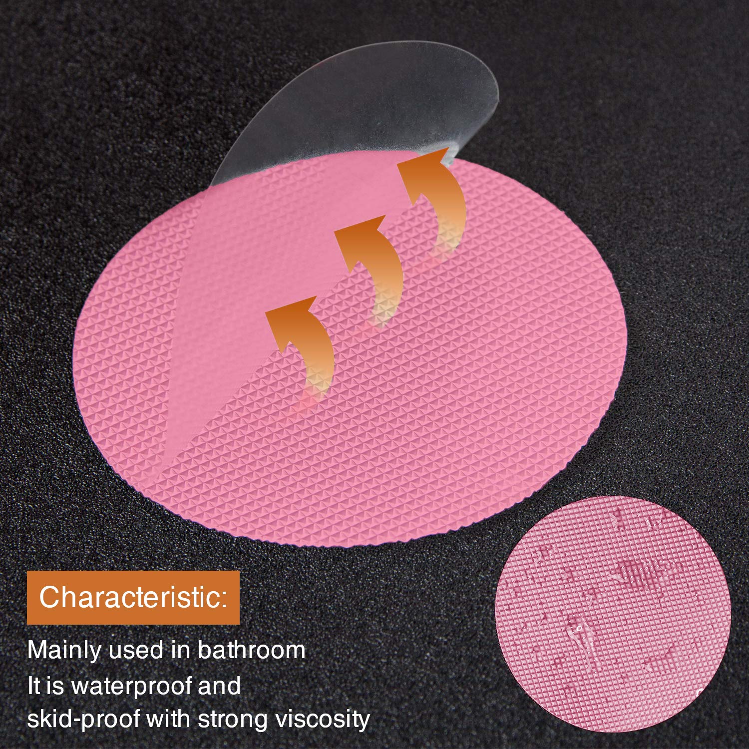 Secopad Non-Slip Bathtub Stickers, 24Pcs Safety Bathroom Tubs Showers Treads Adhesive Decals Scraper (Pink)