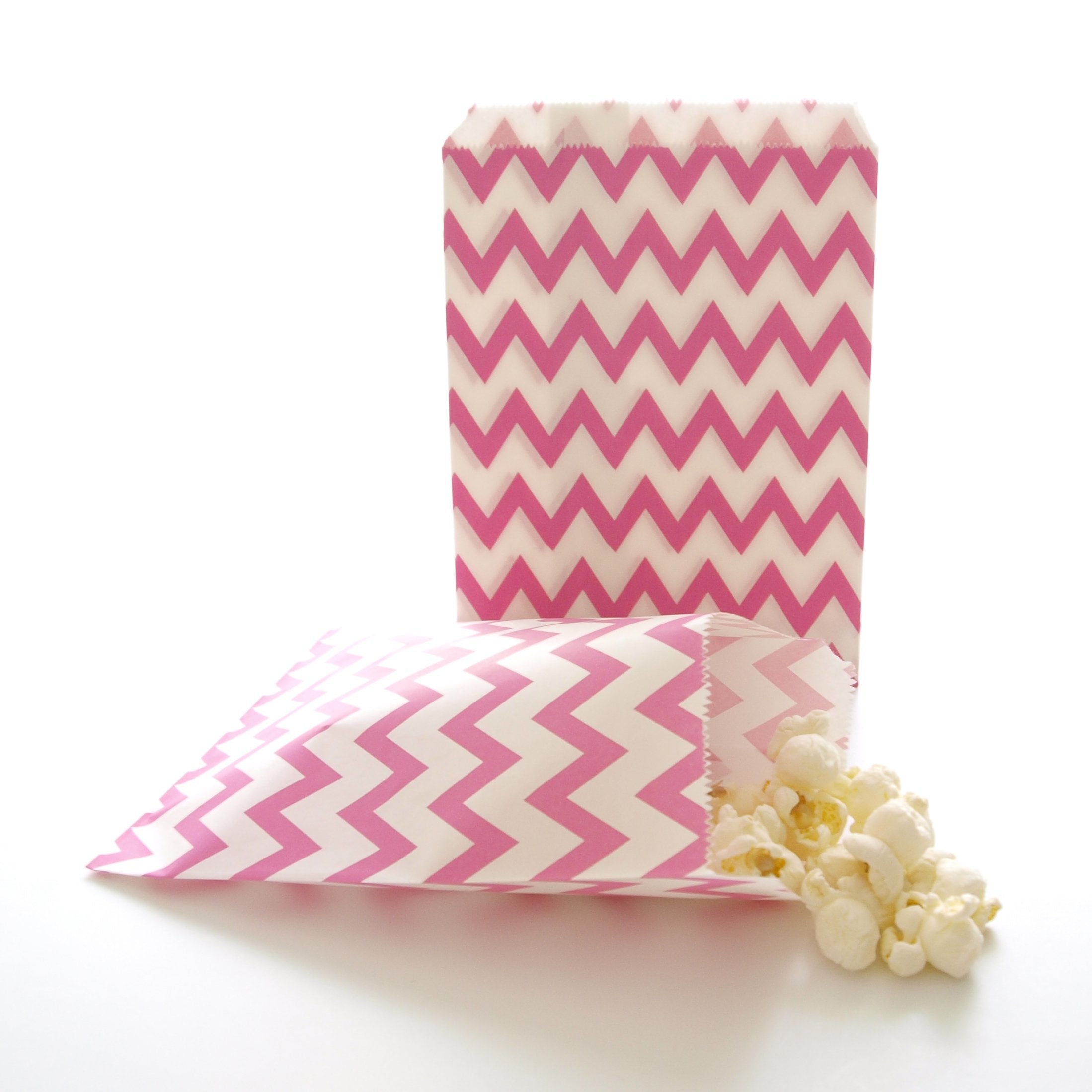 Hot Pink Chevron Party Favor Gift Bags (25 Pack)