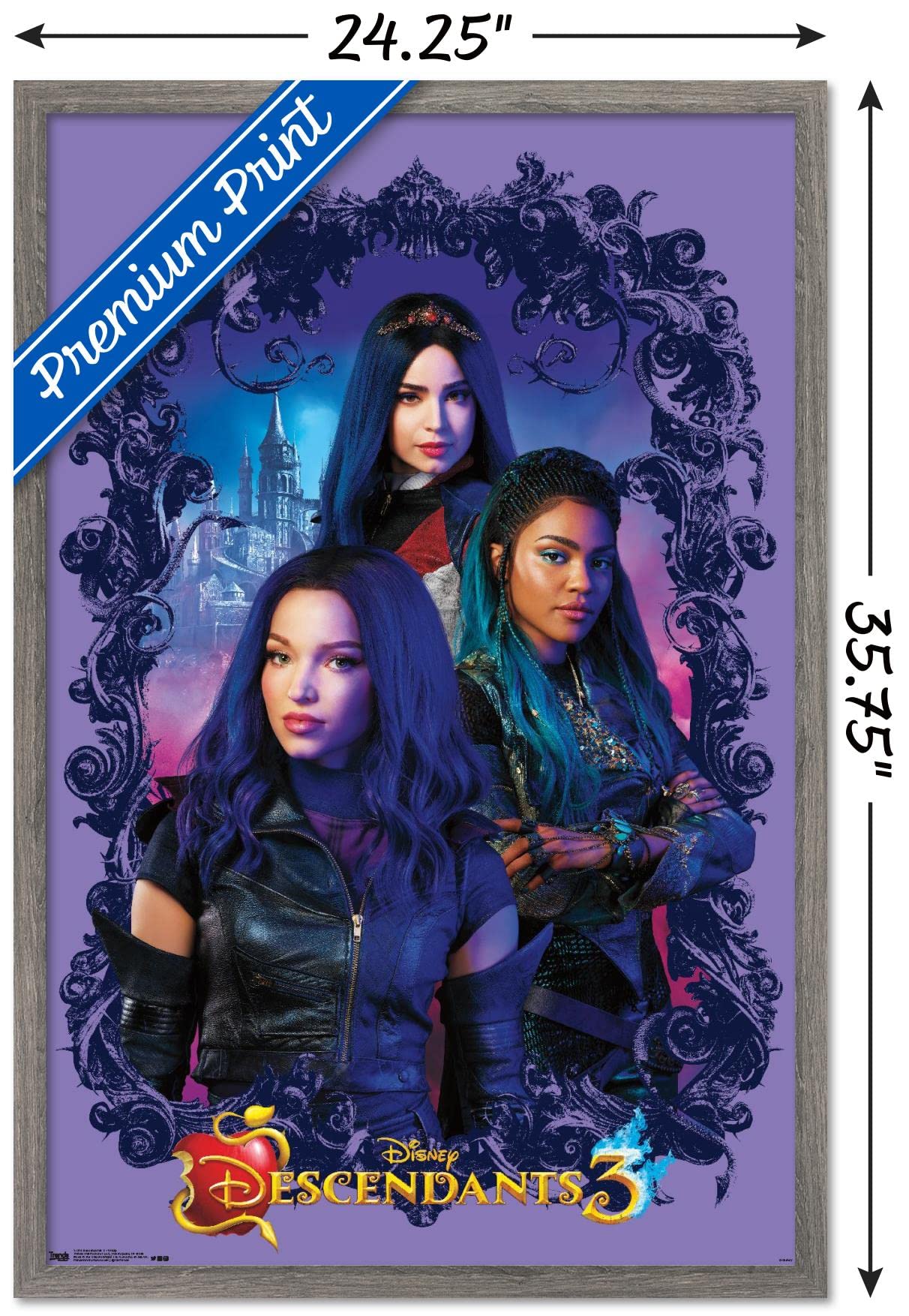Trends International Disney Descendants 3 - Group Wall Poster, 22.375'' X 34'', Barnwood Framed Version