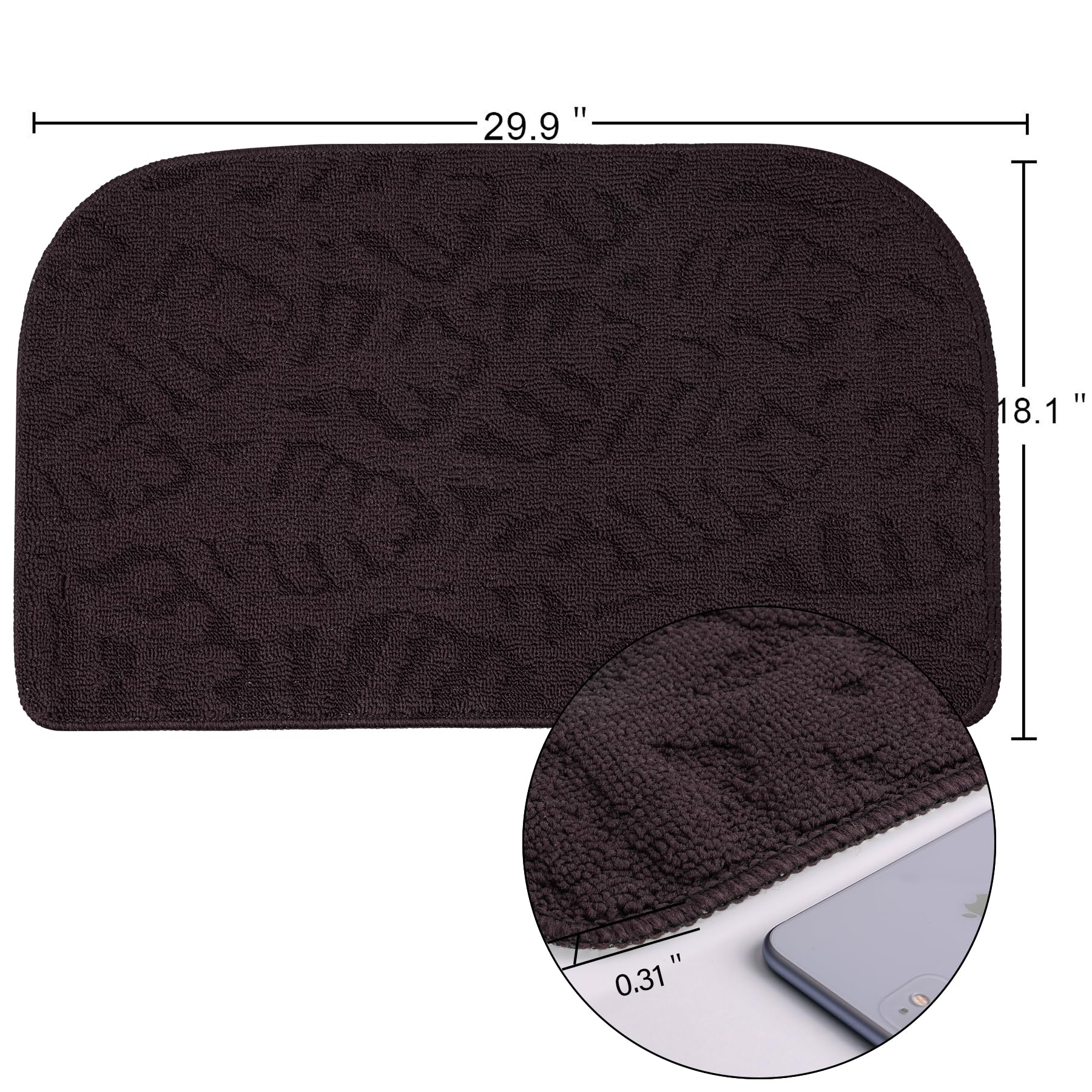 Toonow Indoor Doormats Front Door Mat,32 ''X17, Low-Profile Machine Washable Kitchen Rug, Absorbent Mud Half Round Entrance Mat