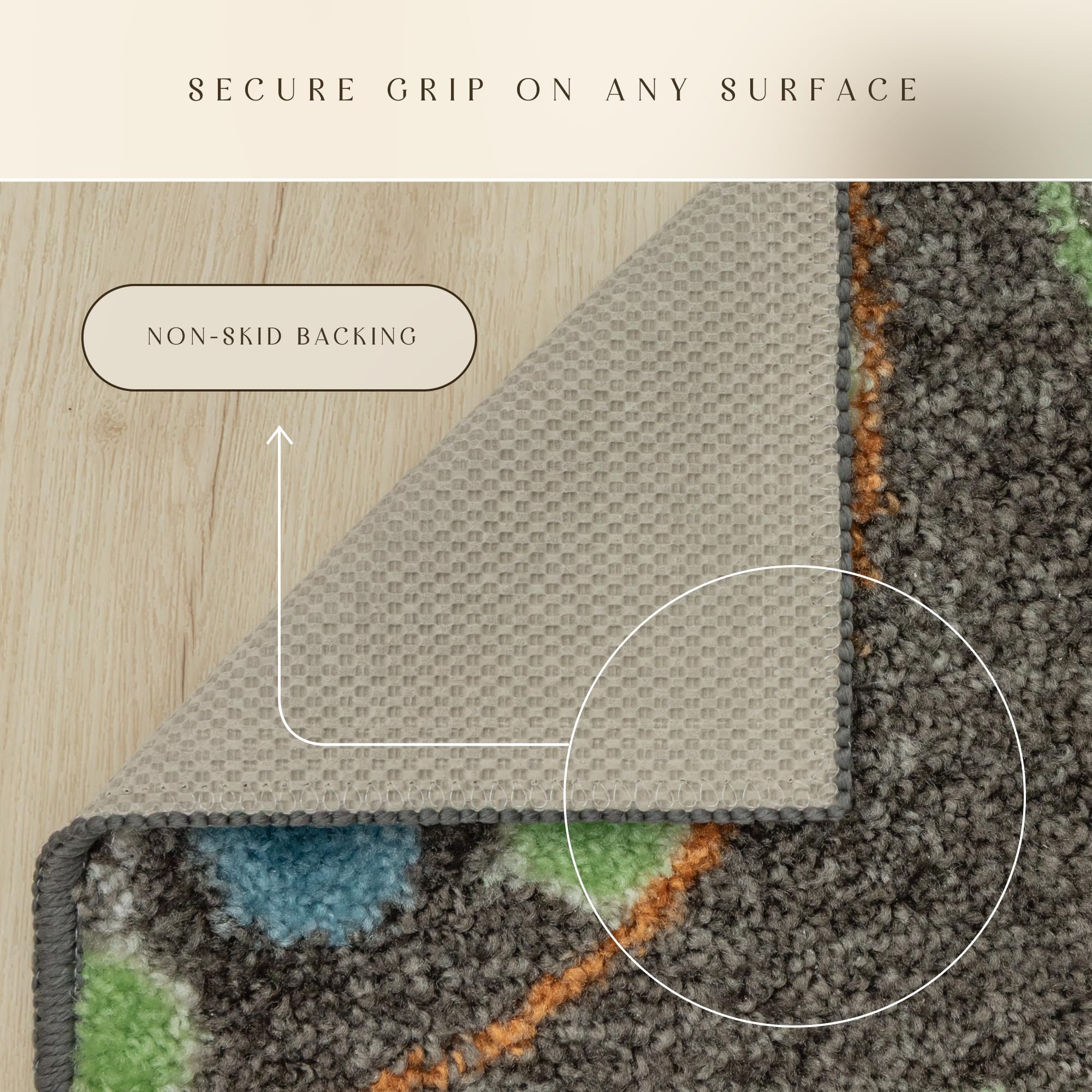 Maples Rugs Reggie Floral Runner Rug - Made in USA - Washable, Non Slip Indoor Carpet for Kitchen, Hallway, and Laundry Room, 1